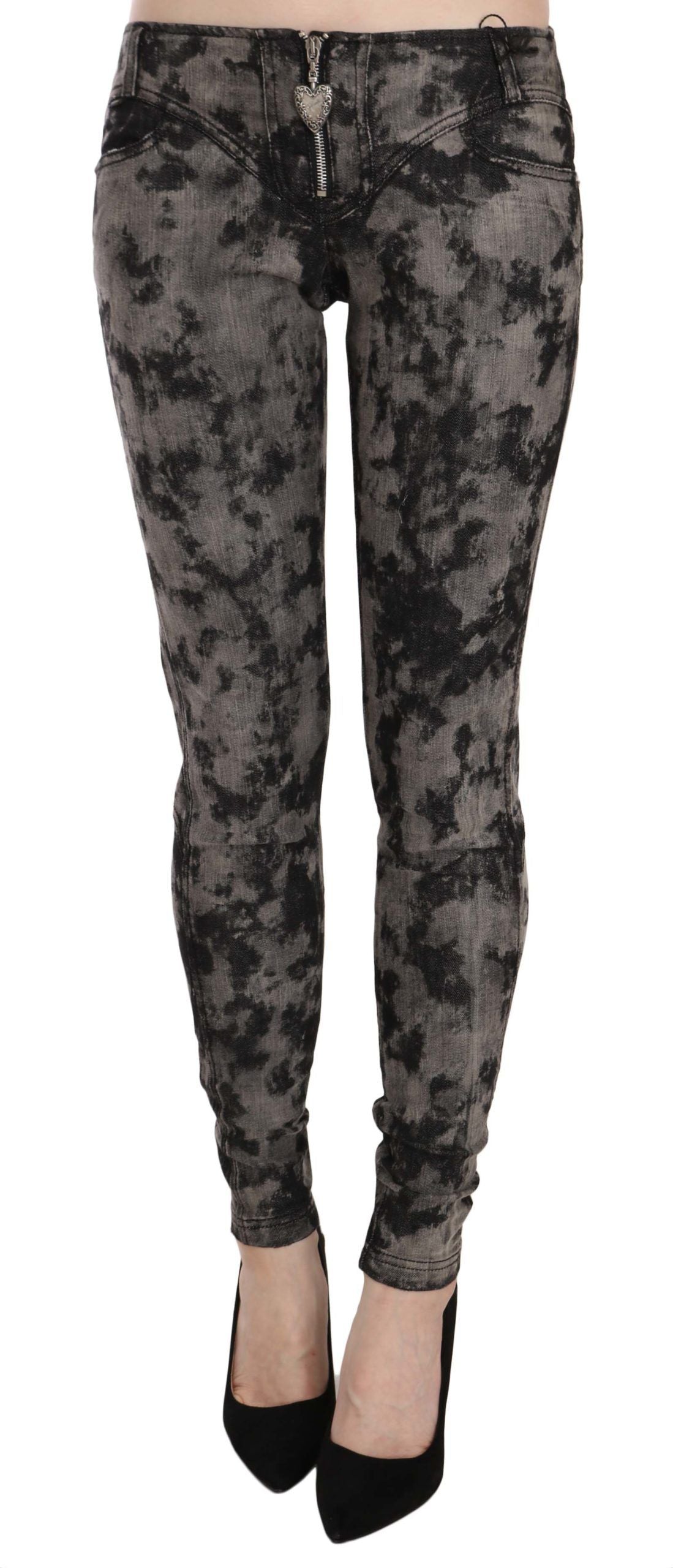 Jean skinny taille basse délavé noir et gris Just Cavalli