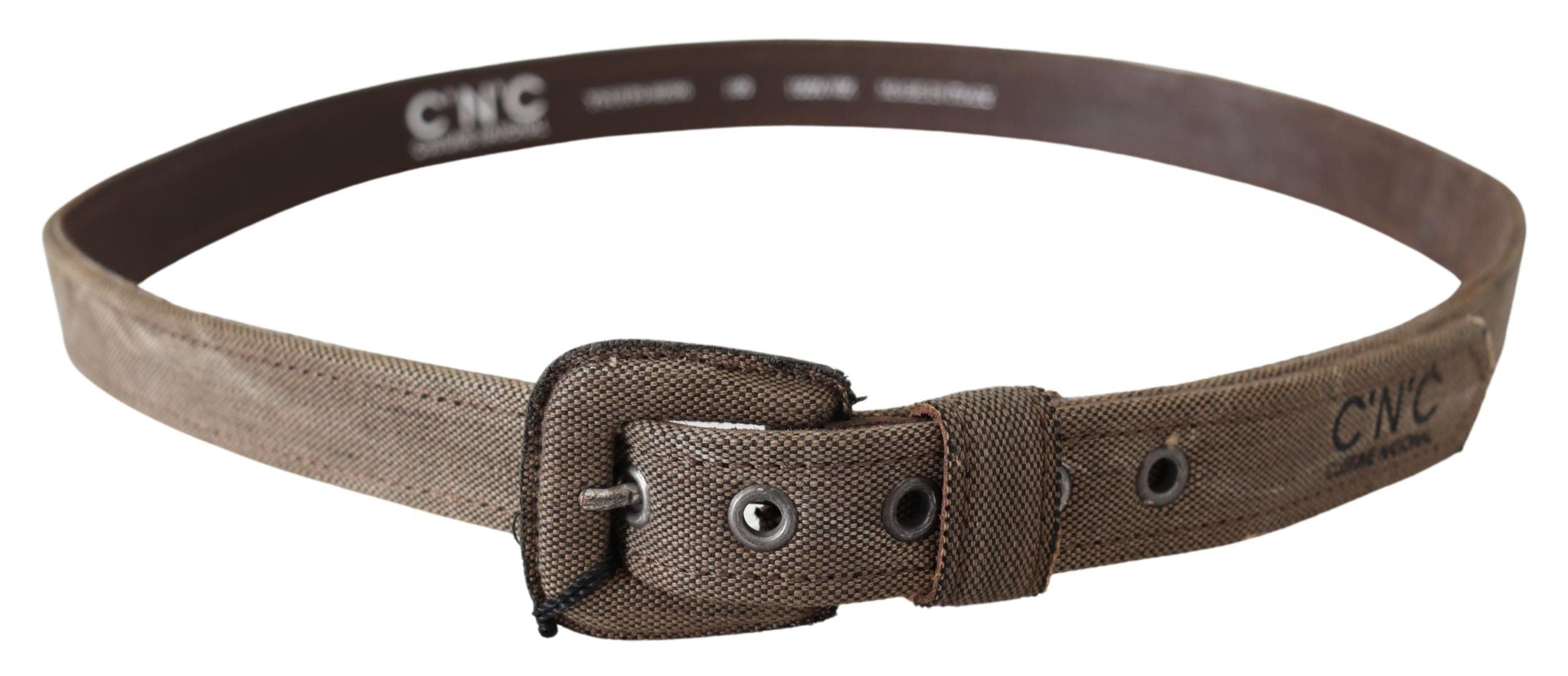Ceinture à boucle en cuir marron avec logo Costume National