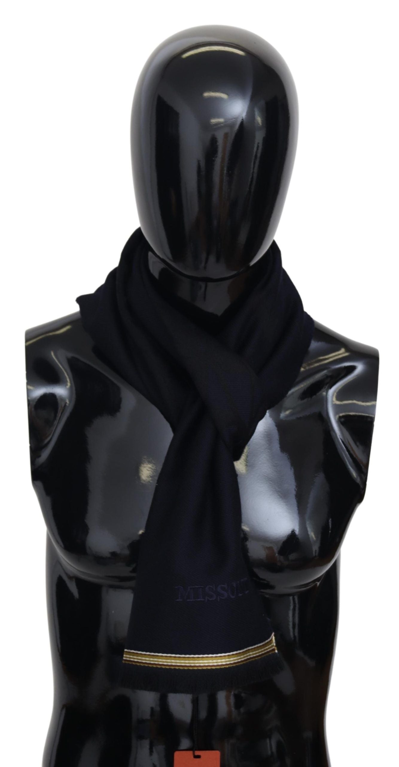 Écharpe unisexe noire à franges 100 % laine Missoni