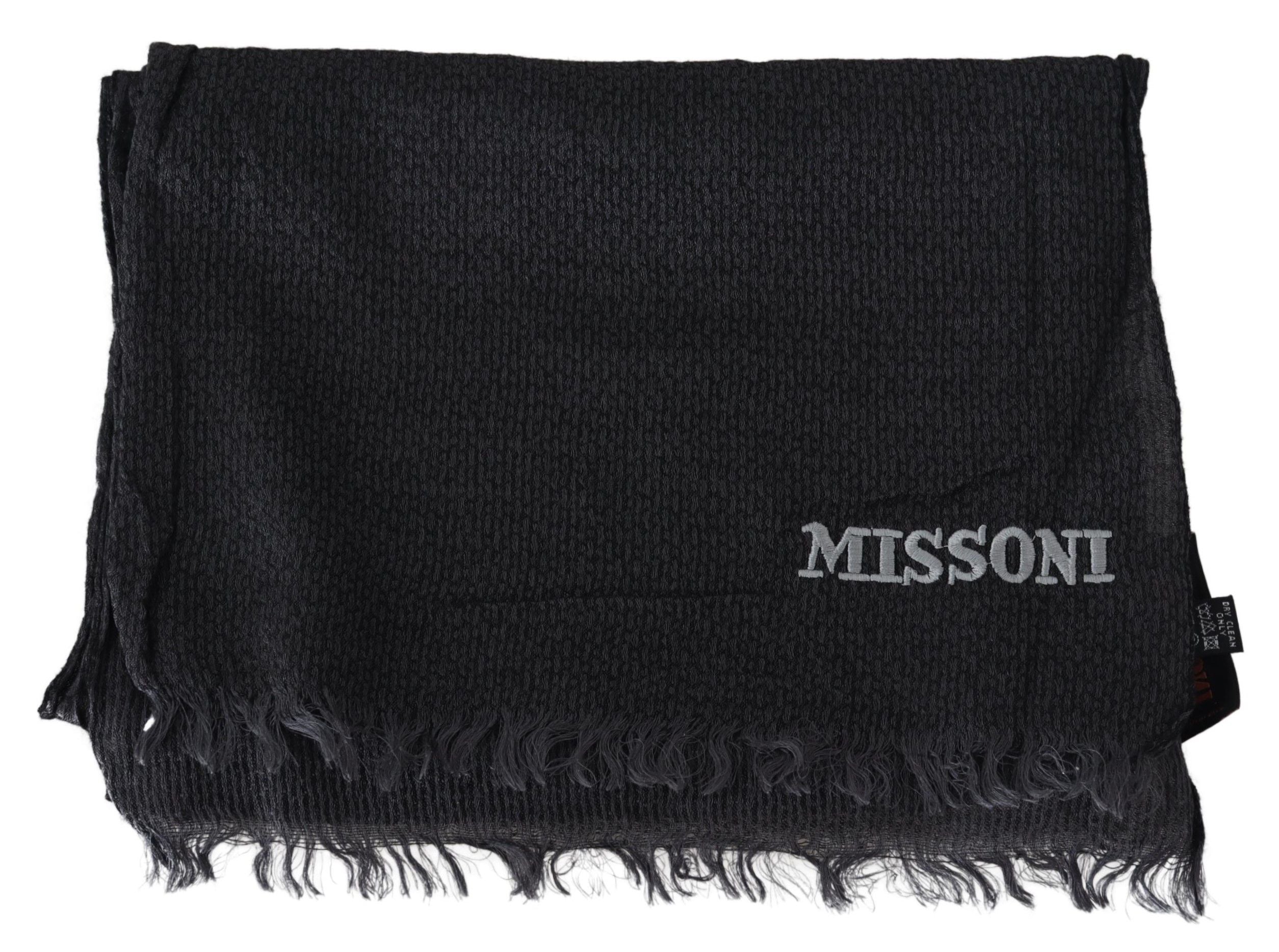 Écharpe unisexe en tricot de laine noire Missoni