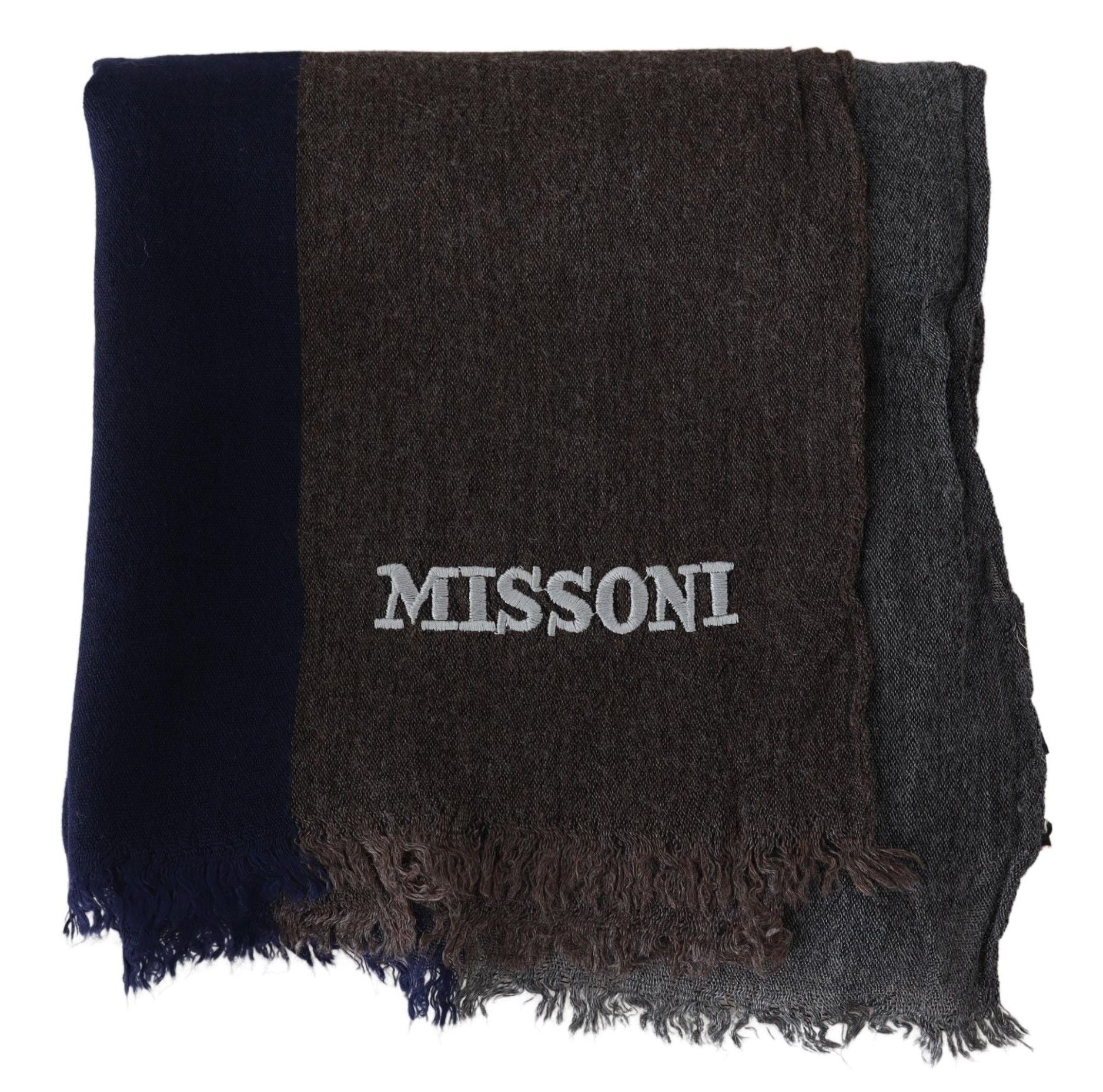 Écharpe unisexe en laine à rayures multicolores Missoni à franges