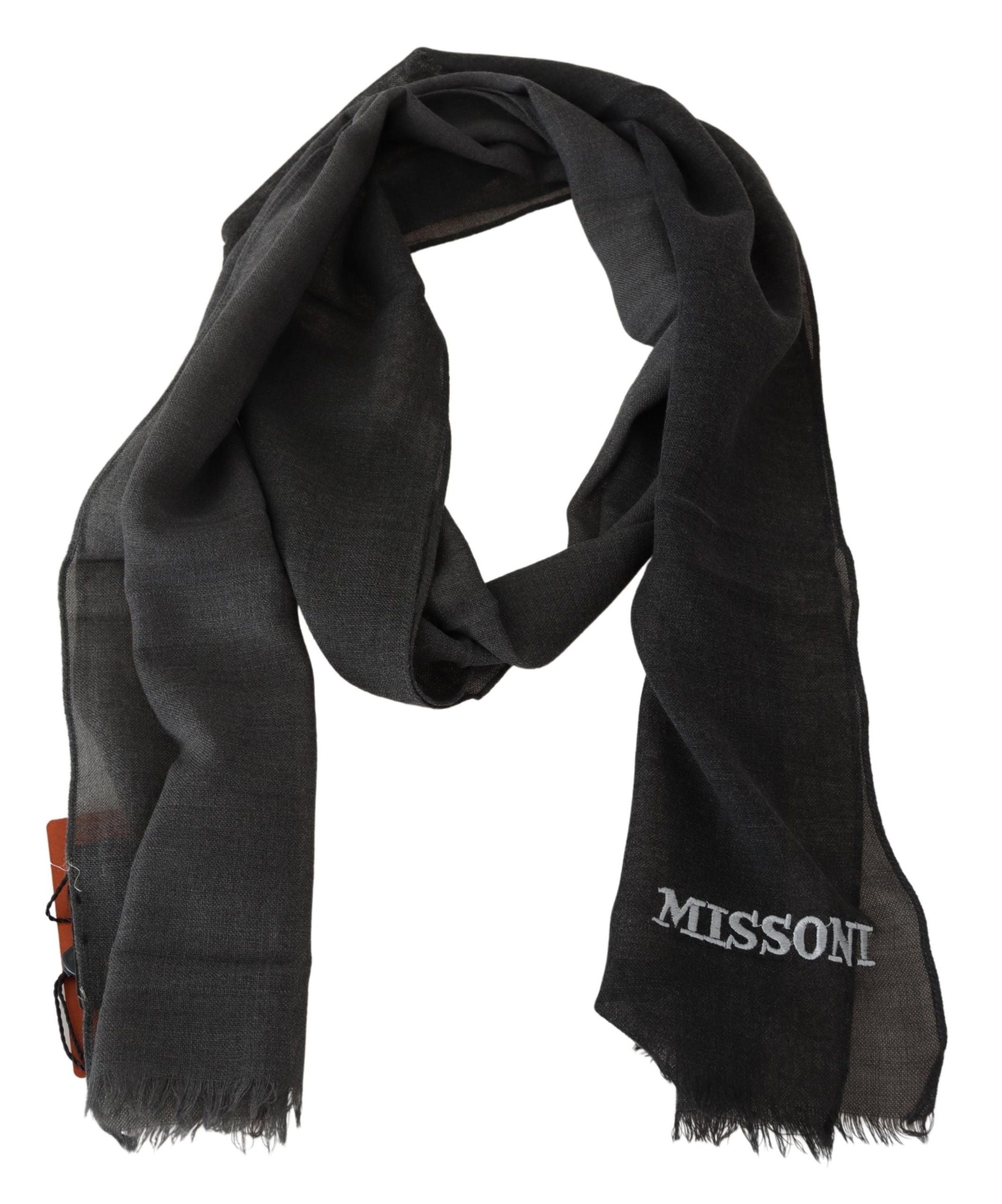 Écharpe unisexe noire Missoni 100 % laine