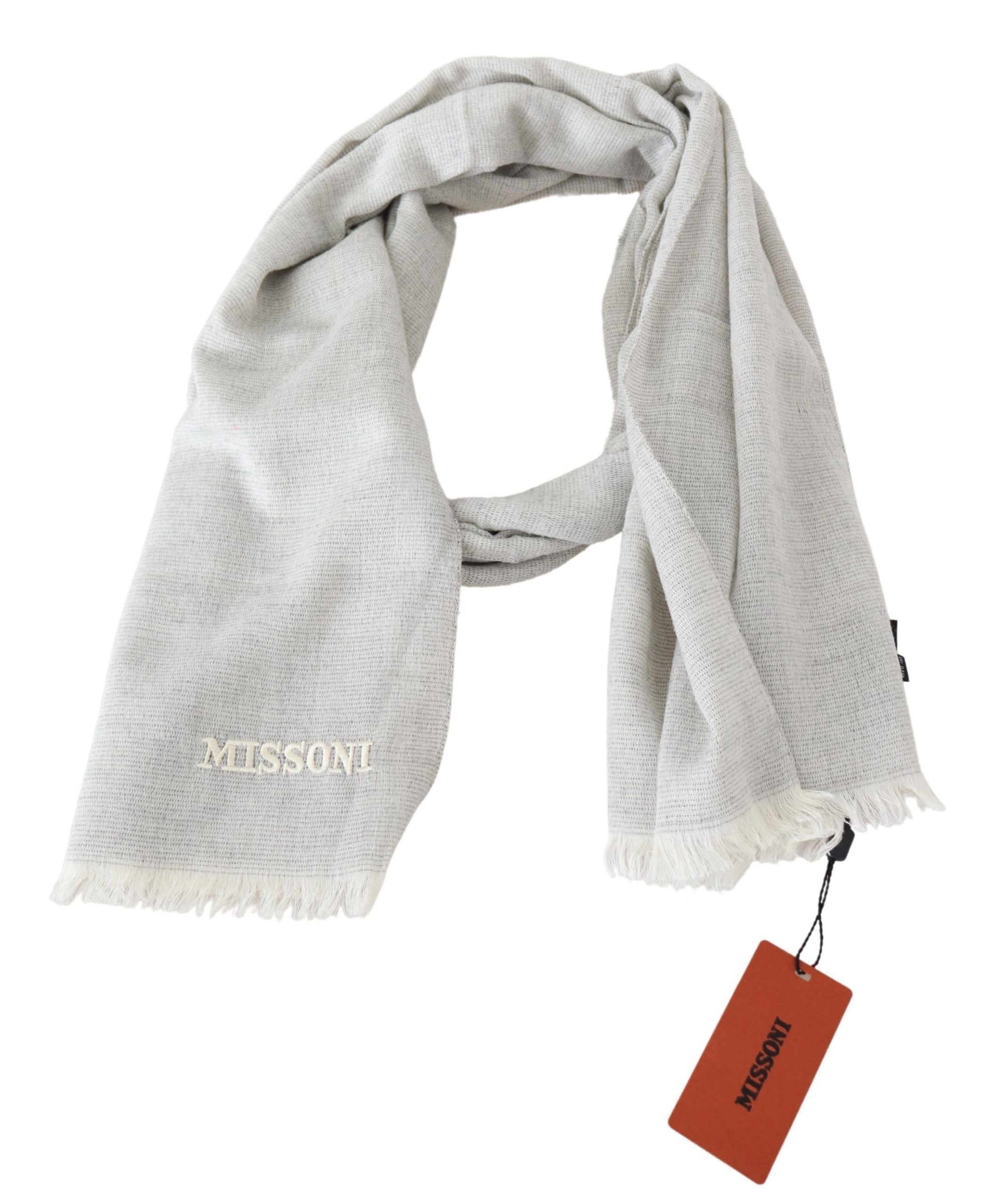 Écharpe unisexe en tricot de laine grise Missoni
