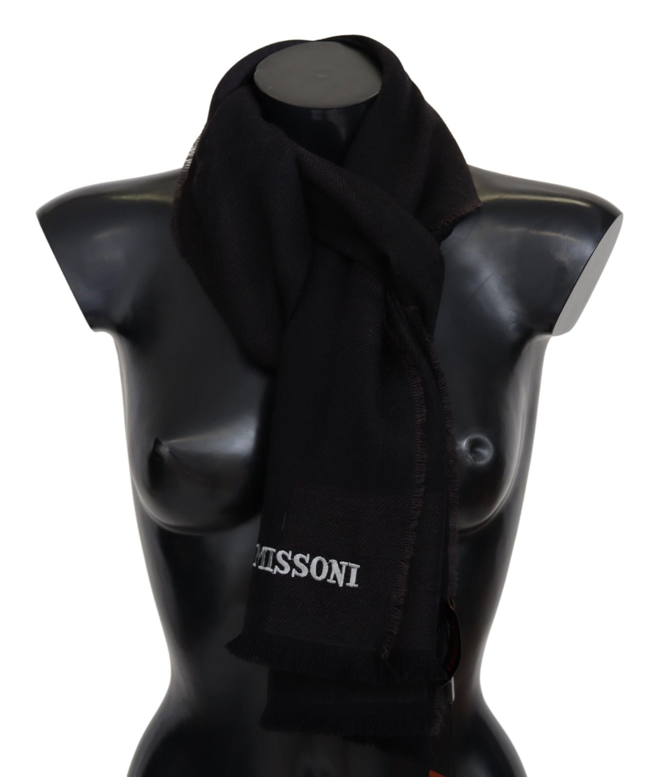 Écharpe unisexe noire Missoni 100 % laine
