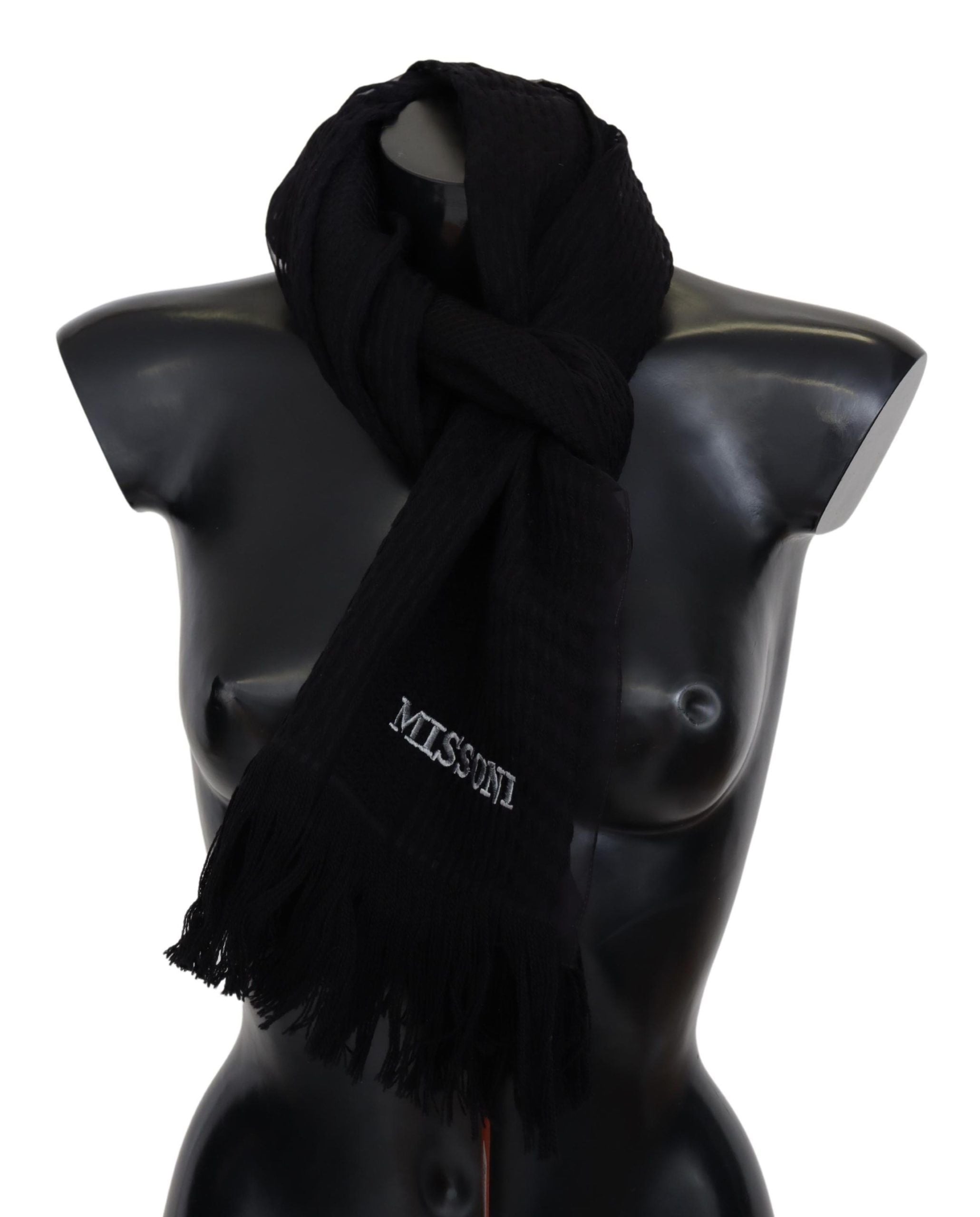 Écharpe cache-cou unisexe en laine noire Missoni