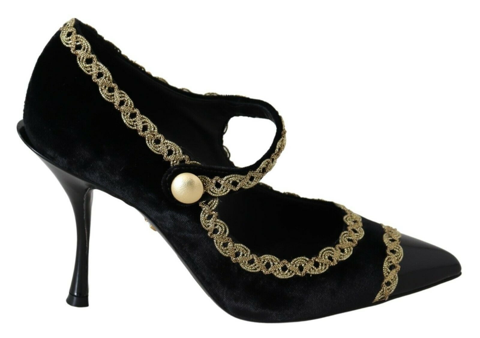 Escarpins Mary Jane en velours noir orné Dolce & Gabbana