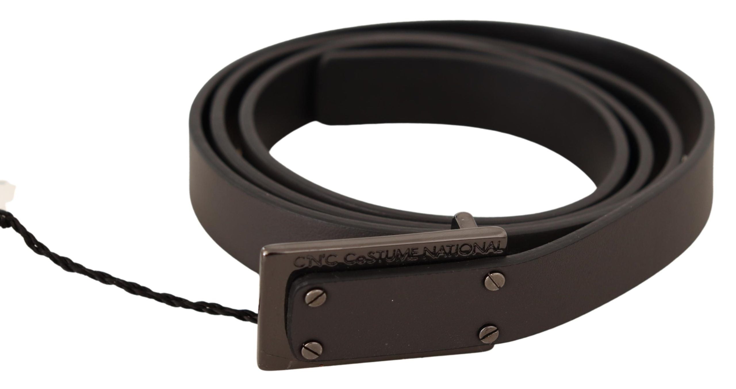 Ceinture à boucle en cuir marron foncé avec logo Costume National