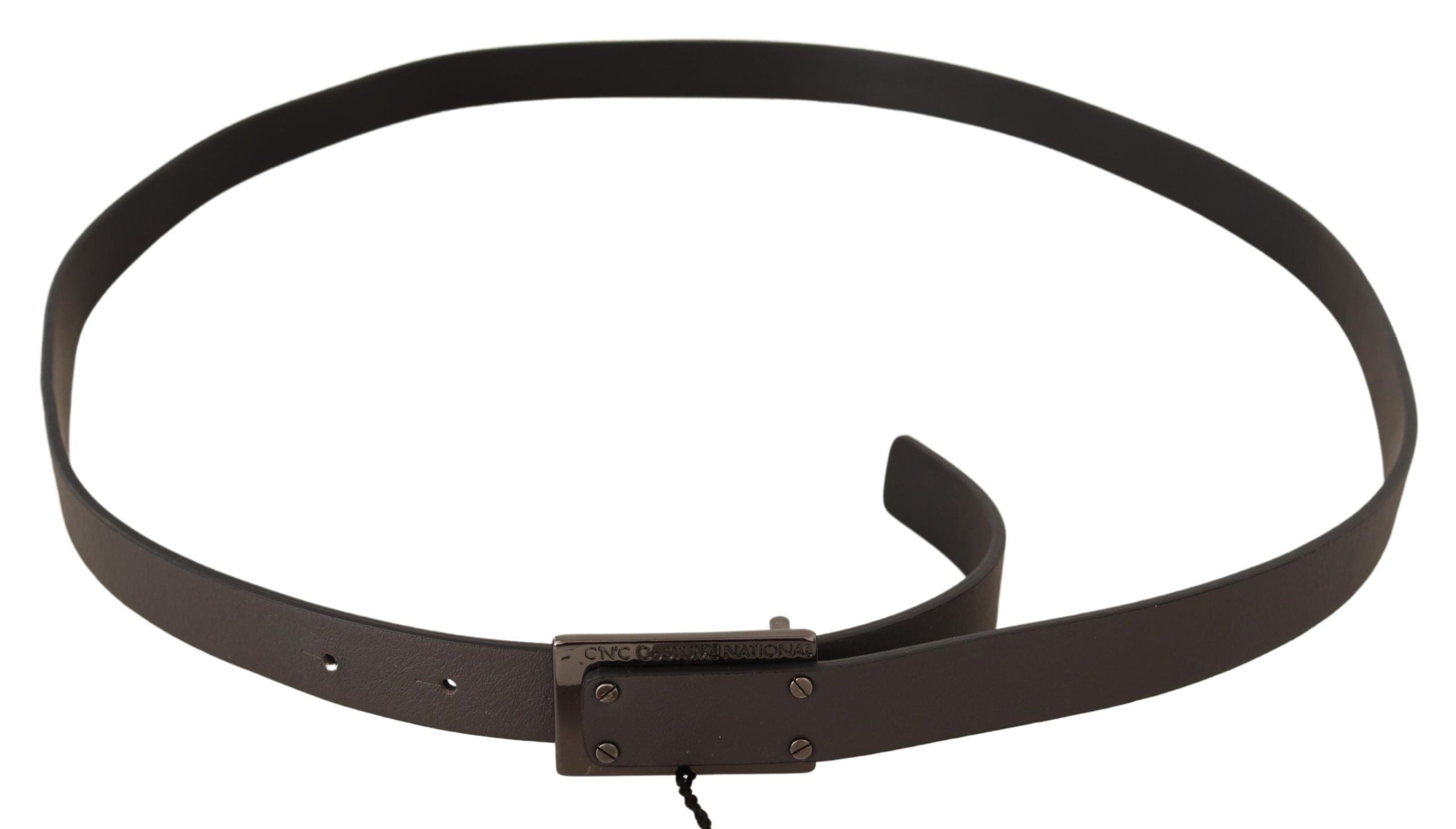 Ceinture à boucle en cuir marron foncé avec logo Costume National