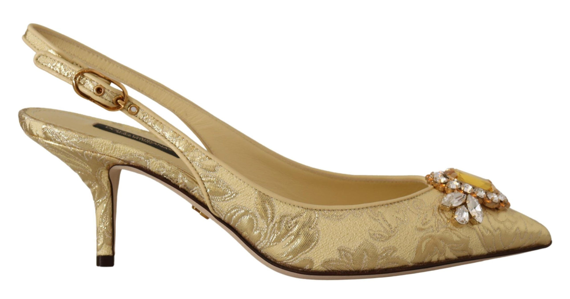 Escarpins à talons et brides arrière en cristal doré Dolce & Gabbana