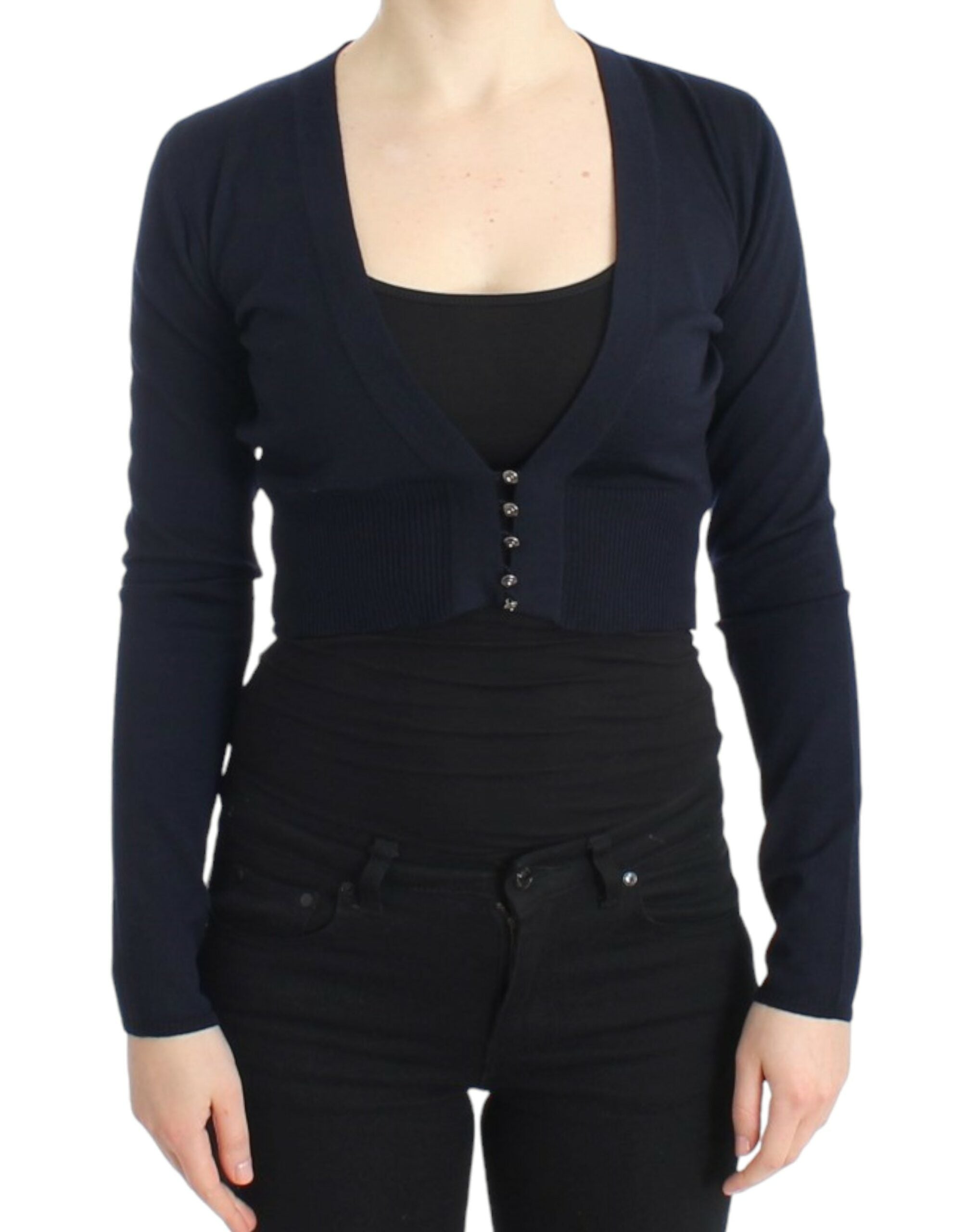 Cardigan court en laine bleu Cavalli