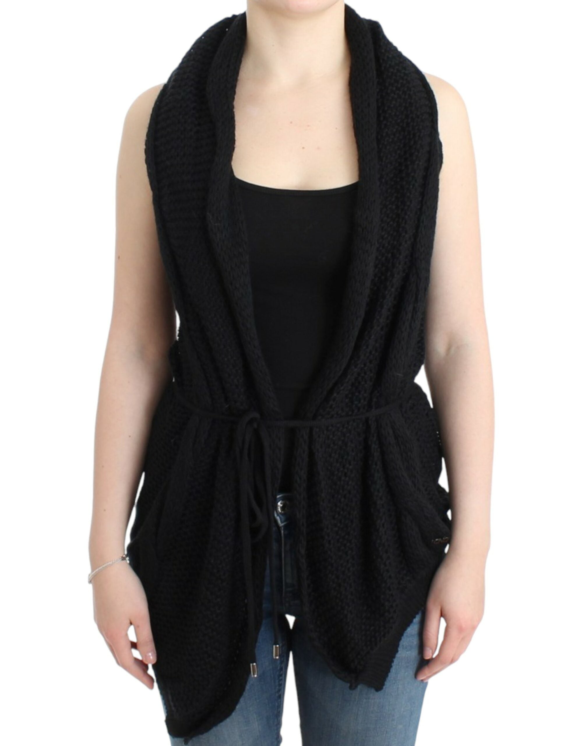 Costume National Cardigan tricoté noir sans manches