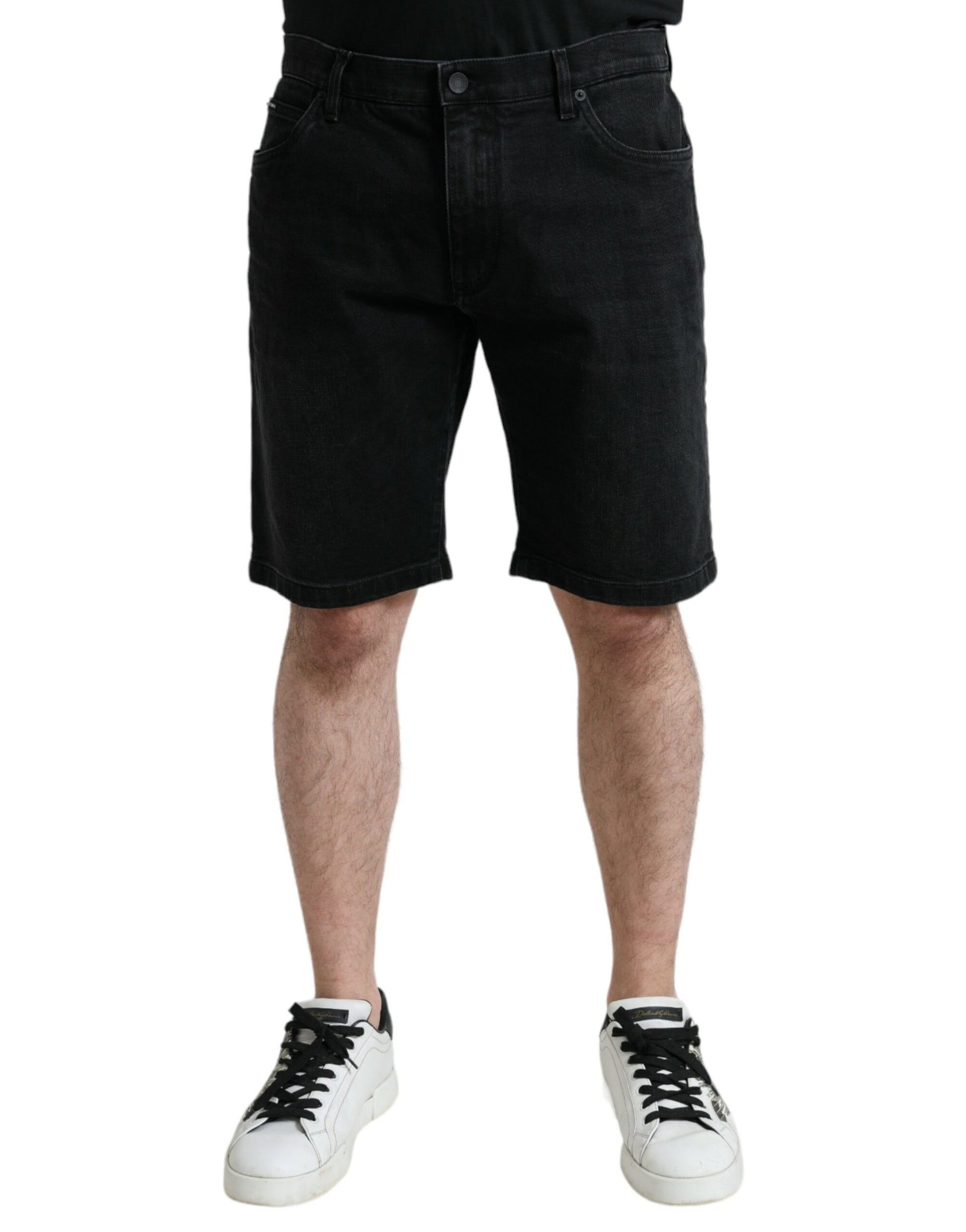 Short bermuda en denim stretch noir Dolce & Gabbana