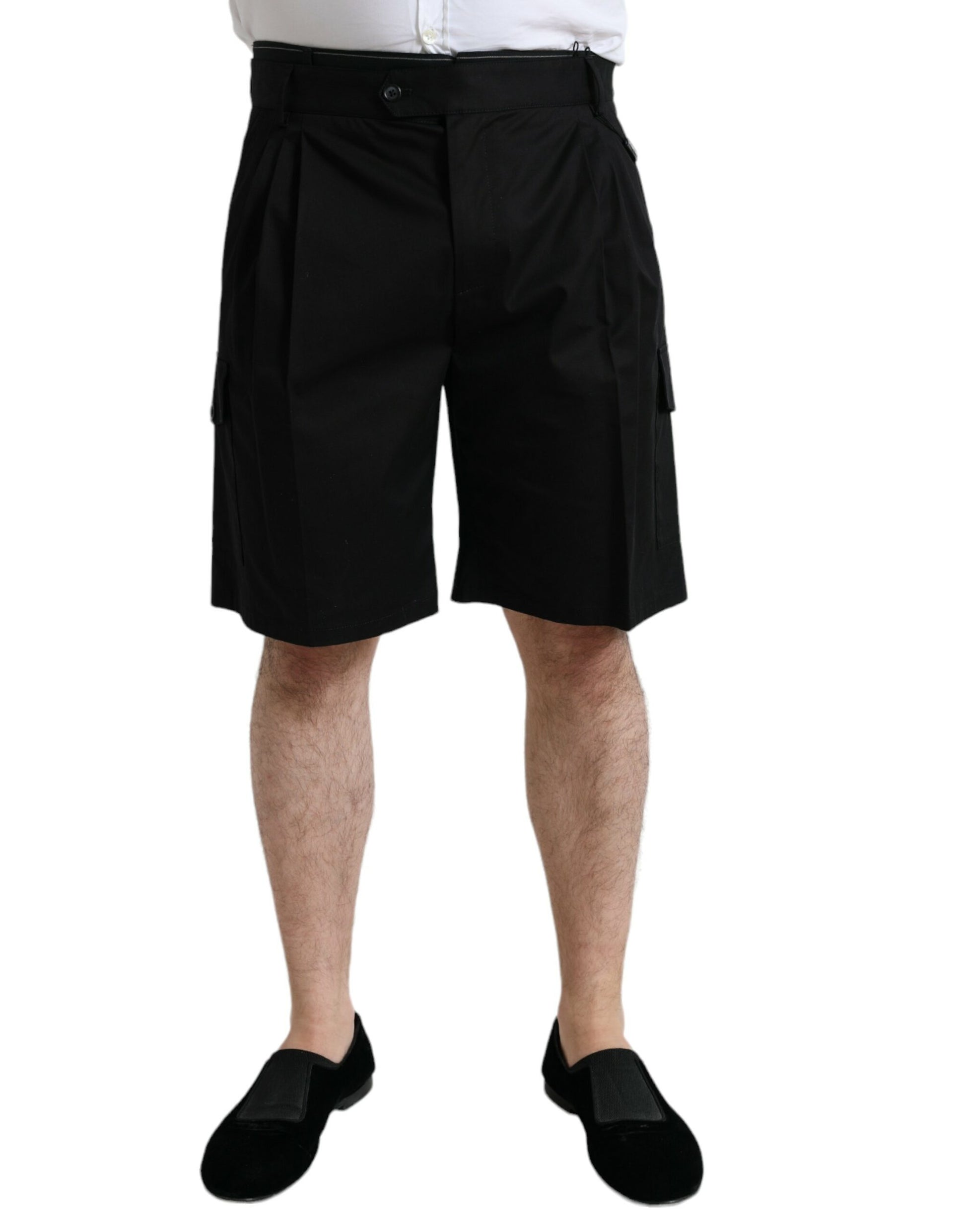 Bermuda cargo en coton stretch noir Dolce & Gabbana
