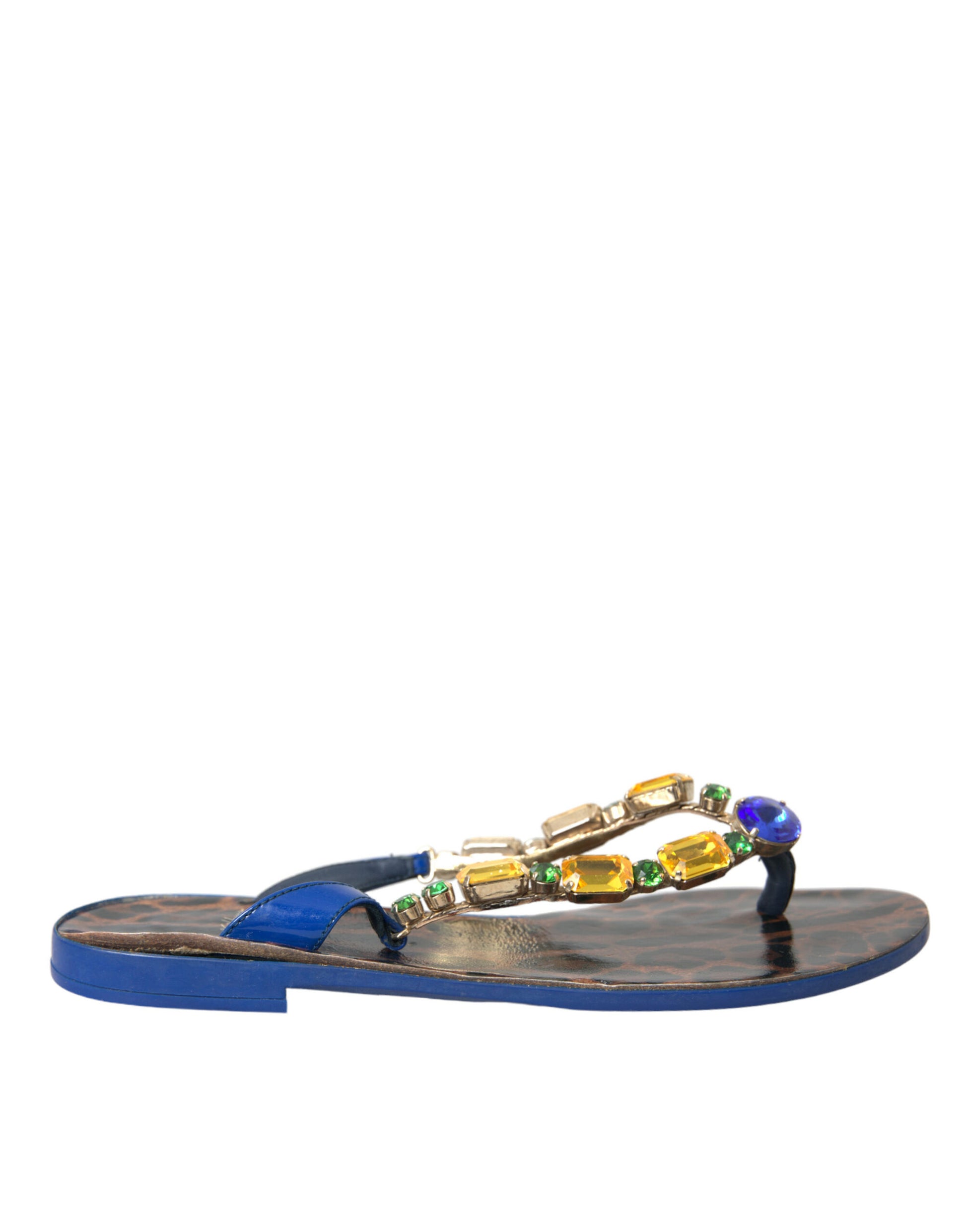 Chaussures de plage Dolce & Gabbana en cuir de veau bleu cristal