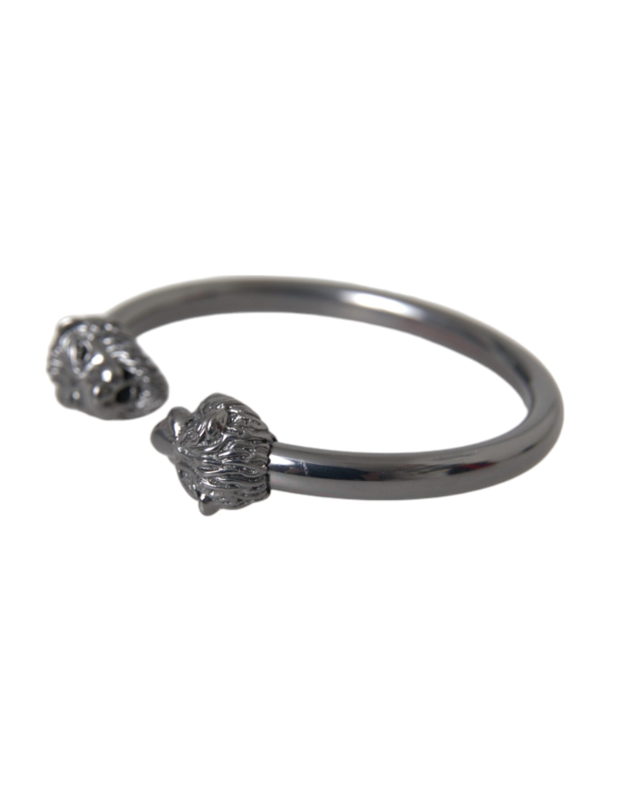 Bracelet jonc lion en rhodium noir Nialaya pour femme