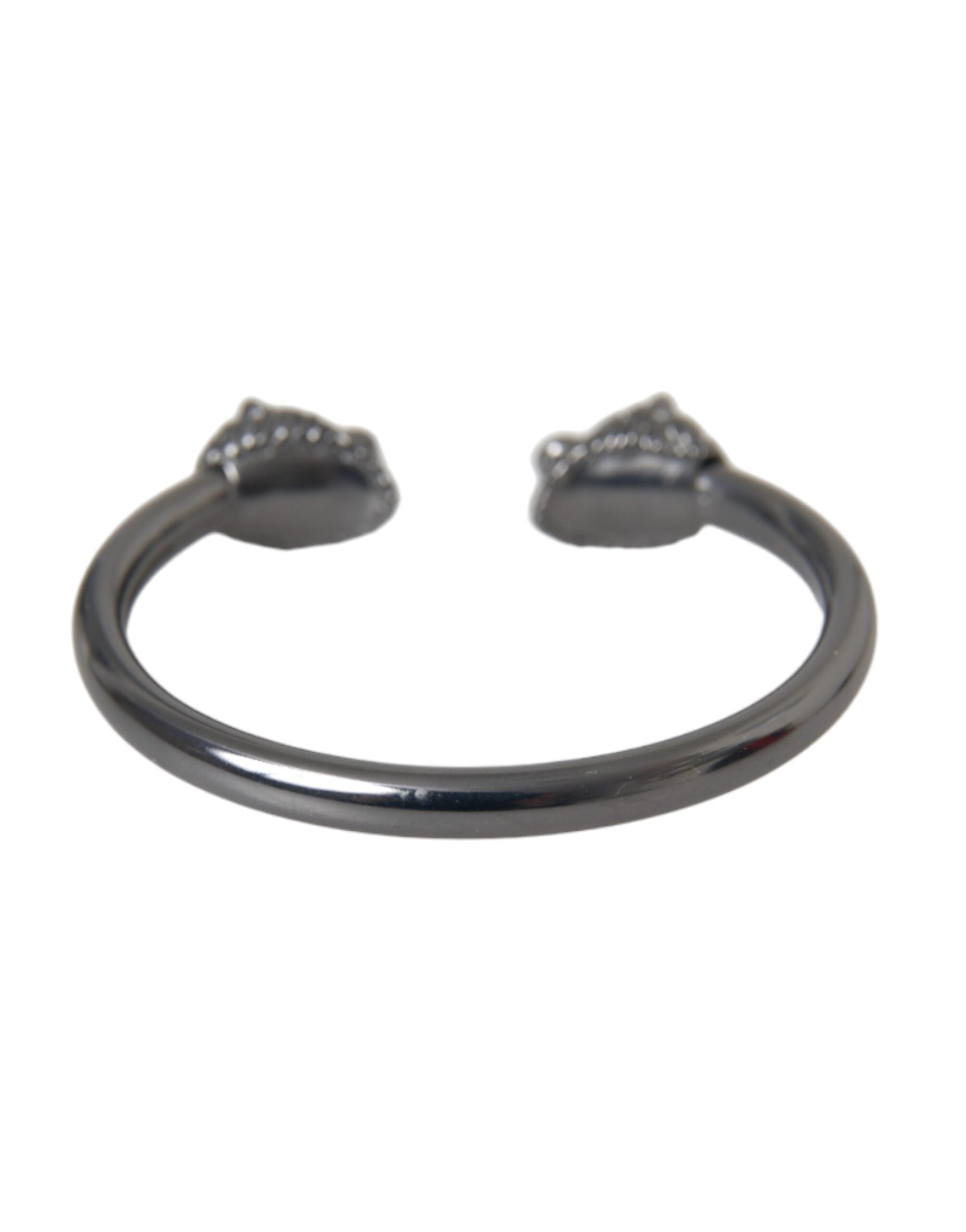 Bracelet jonc lion en rhodium noir Nialaya pour femme