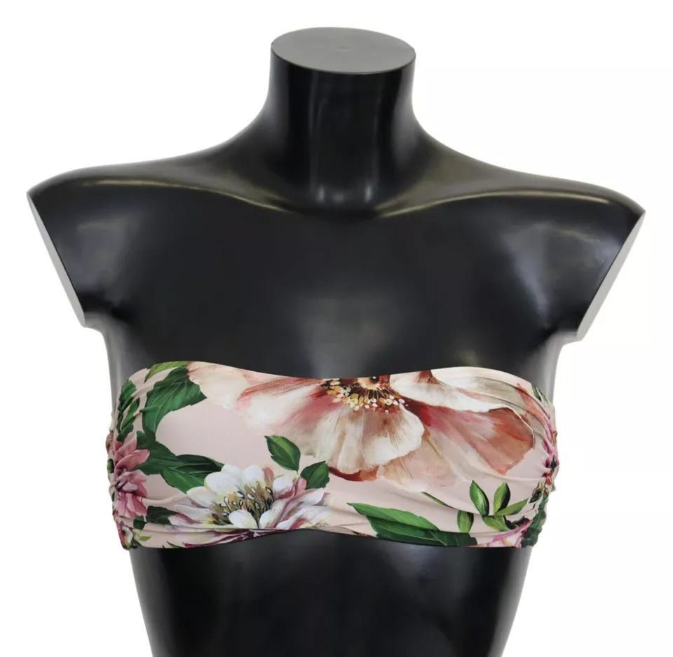 Haut de bikini de plage à imprimé floral rose Dolce & Gabbana