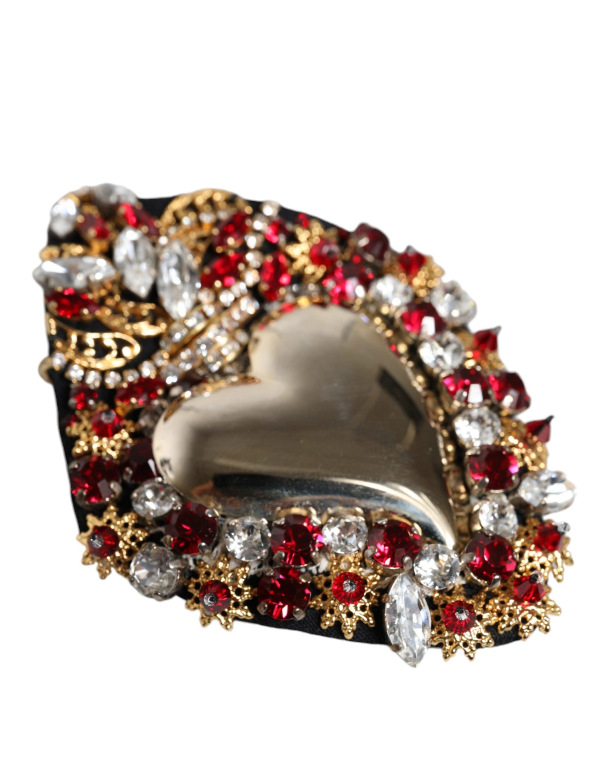 Broche Dolce & Gabbana en laiton doré ornée de cristaux Sacré-Cœur