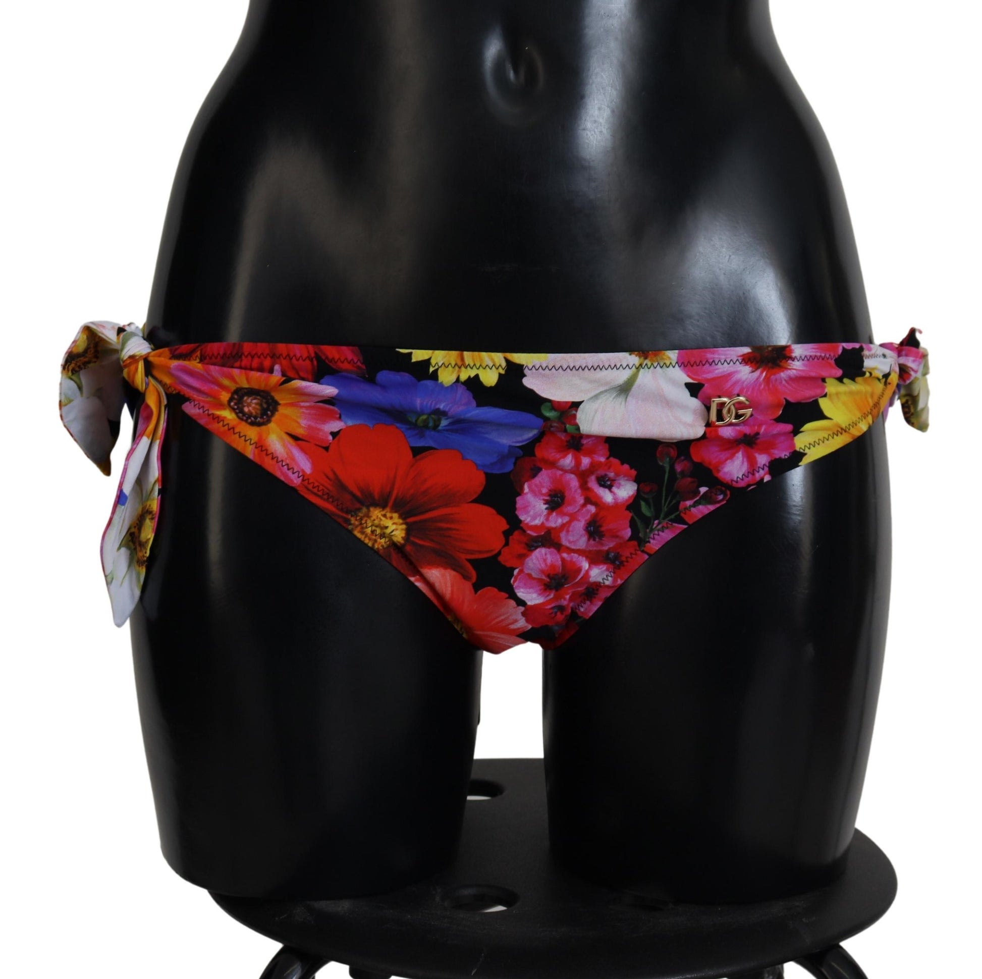 Bas de bikini noir à imprimé floral Dolce & Gabbana