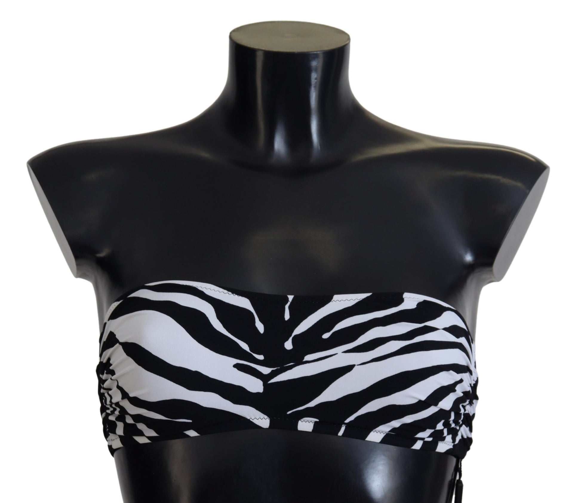 Haut de bikini bandeau Dolce & Gabbana à imprimé zèbre noir et blanc
