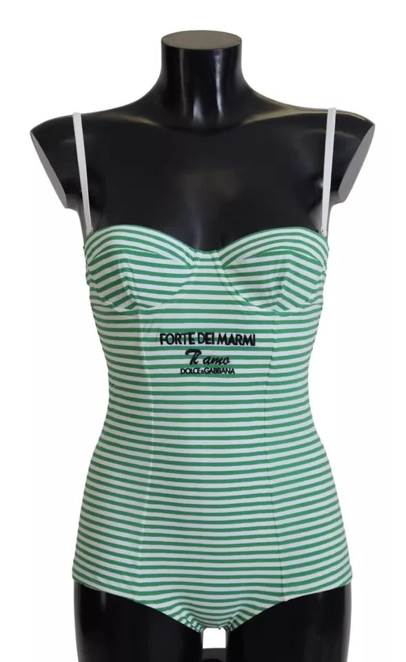 Maillot de bain une pièce Dolce & Gabbana à rayures blanches et vertes