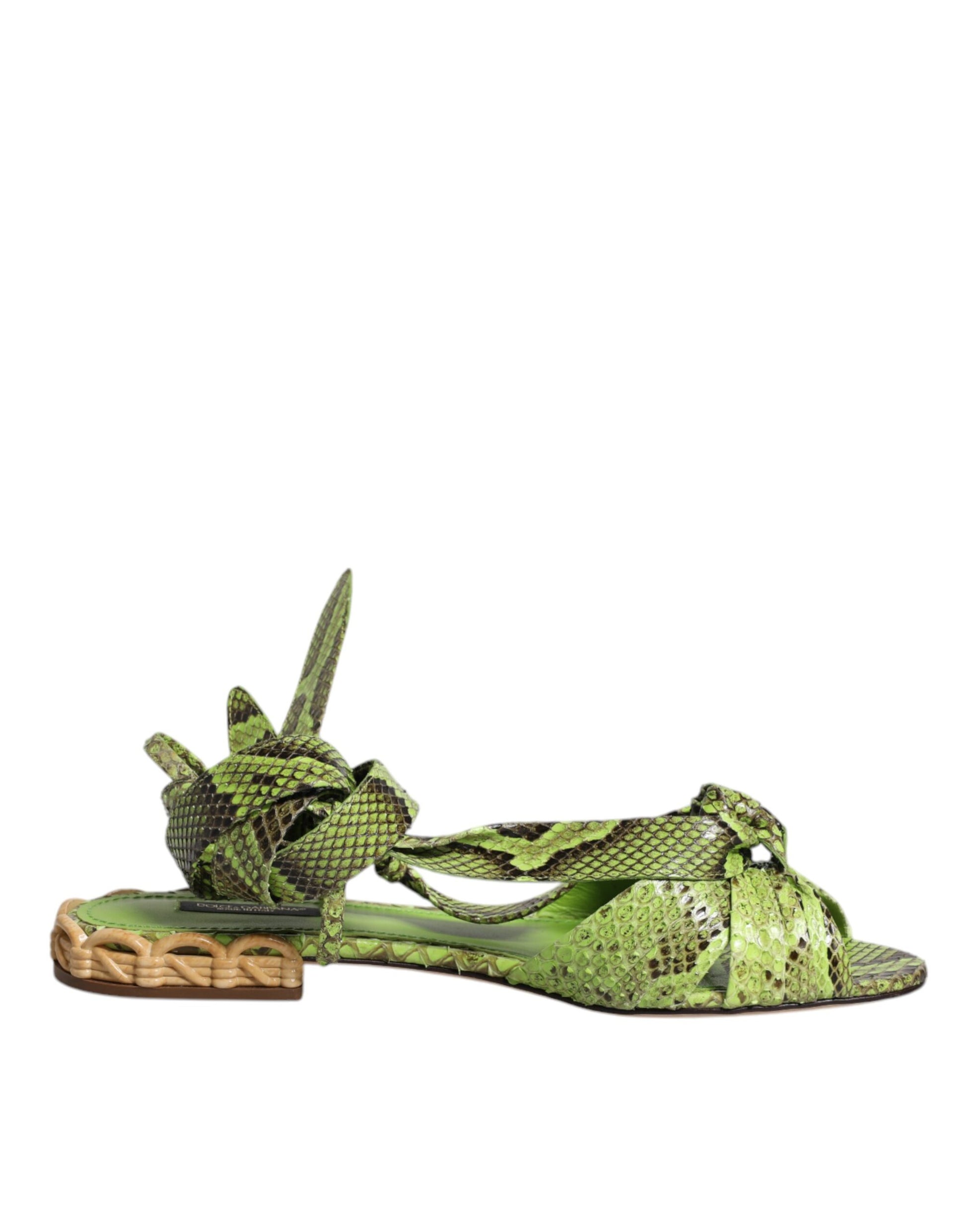 Sandales à bride cheville à imprimé animal vert Dolce & Gabbana