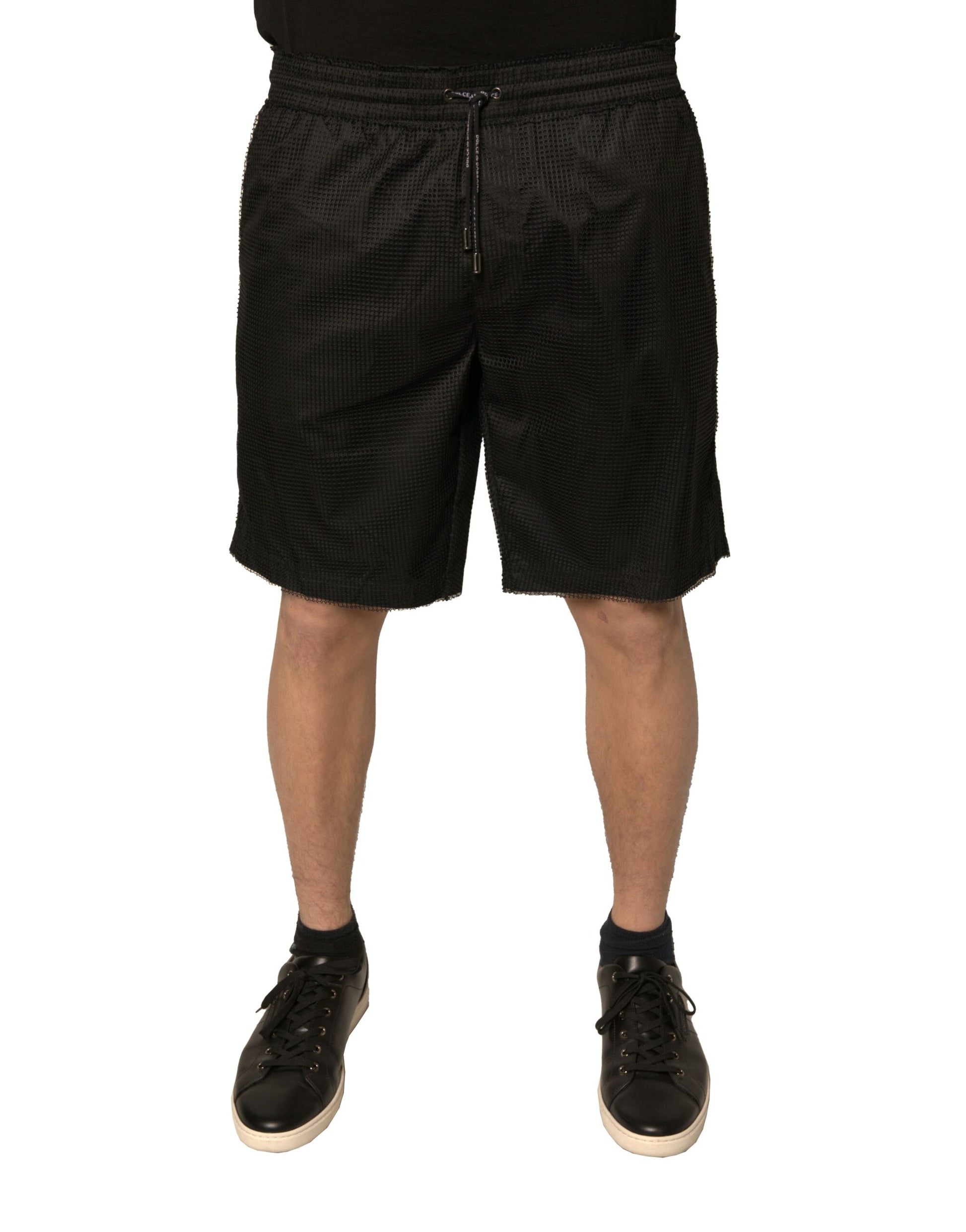 Short taille moyenne en jersey de polyester noir Dolce & Gabbana