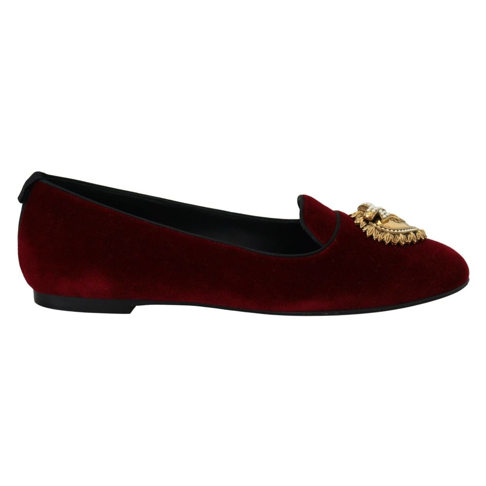 Chaussures plates en coton bordeaux Dolce & Gabbana
