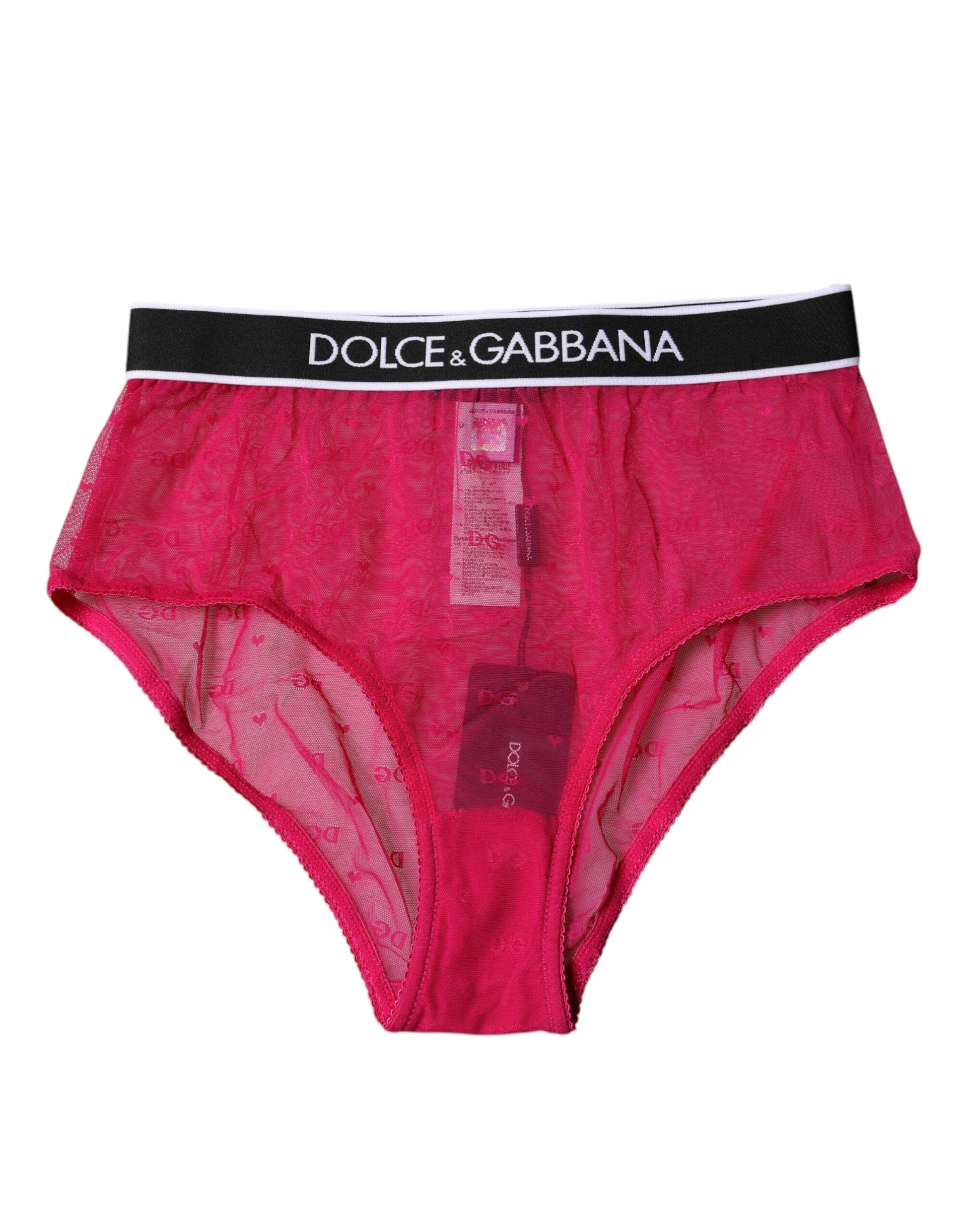 Culotte taille moyenne en nylon tulle fuchsia Dolce & Gabbana