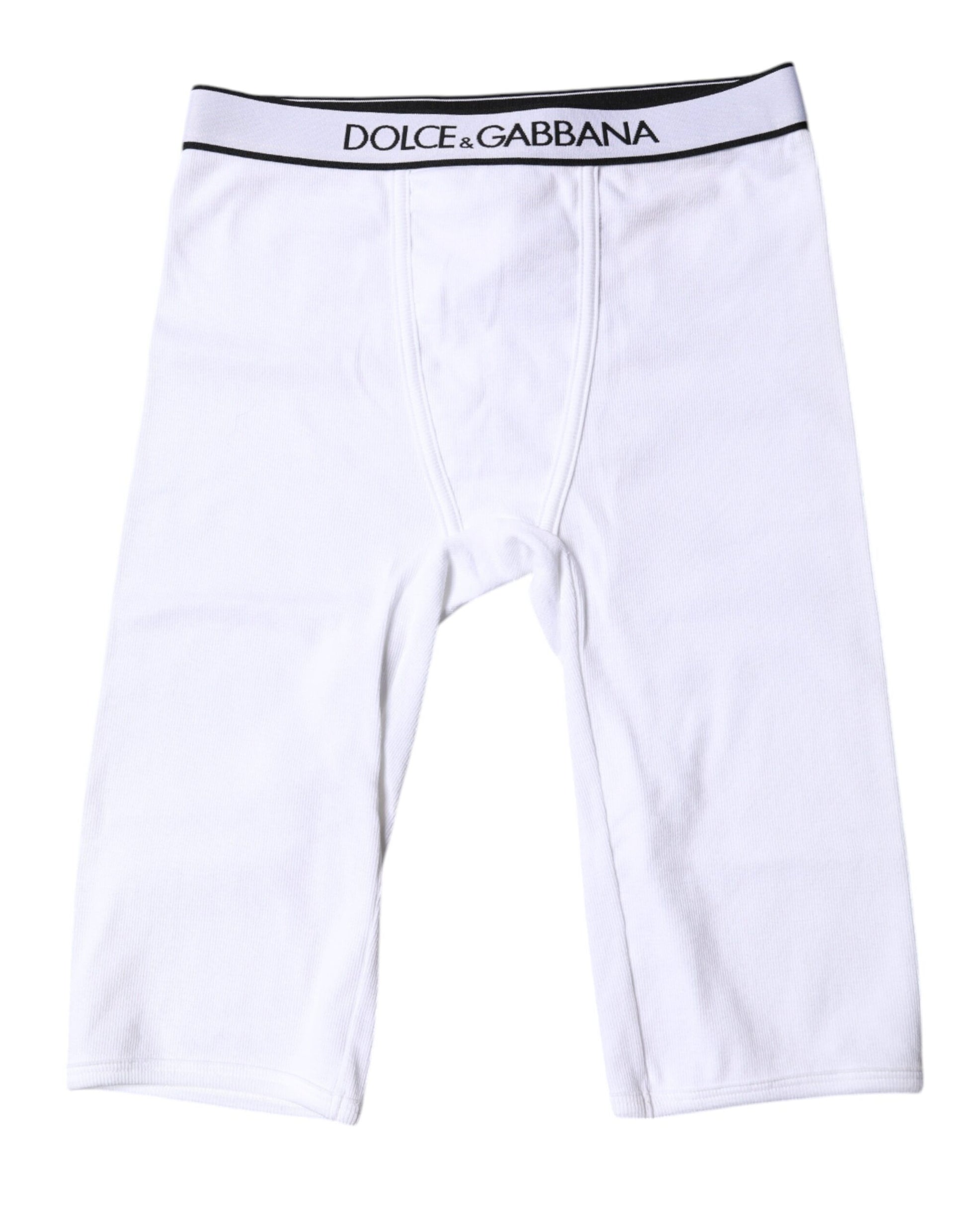Collants courts en coton à logo blanc Dolce & Gabbana