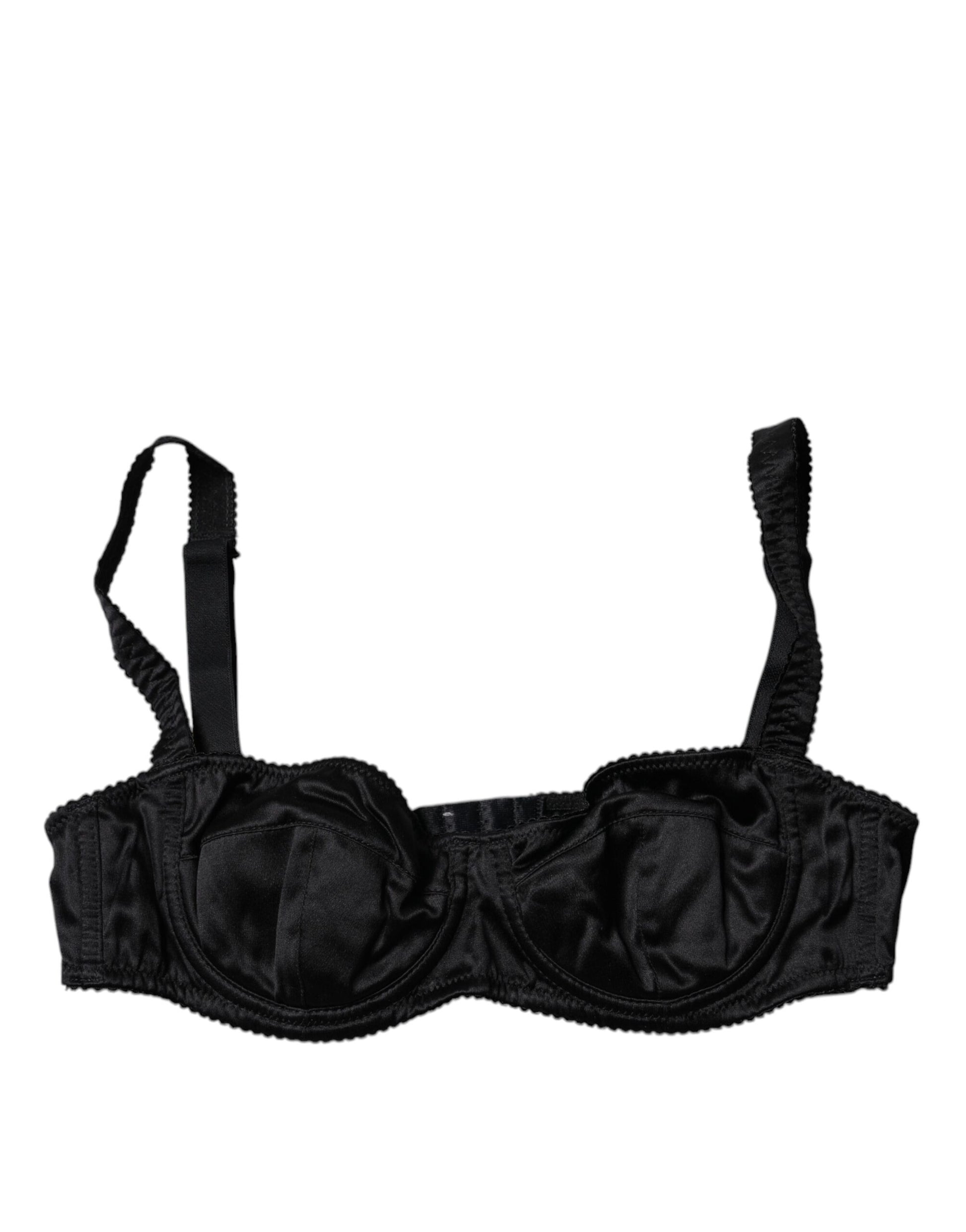 Soutien-gorge balconnet extensible en soie noire Dolce & Gabbana