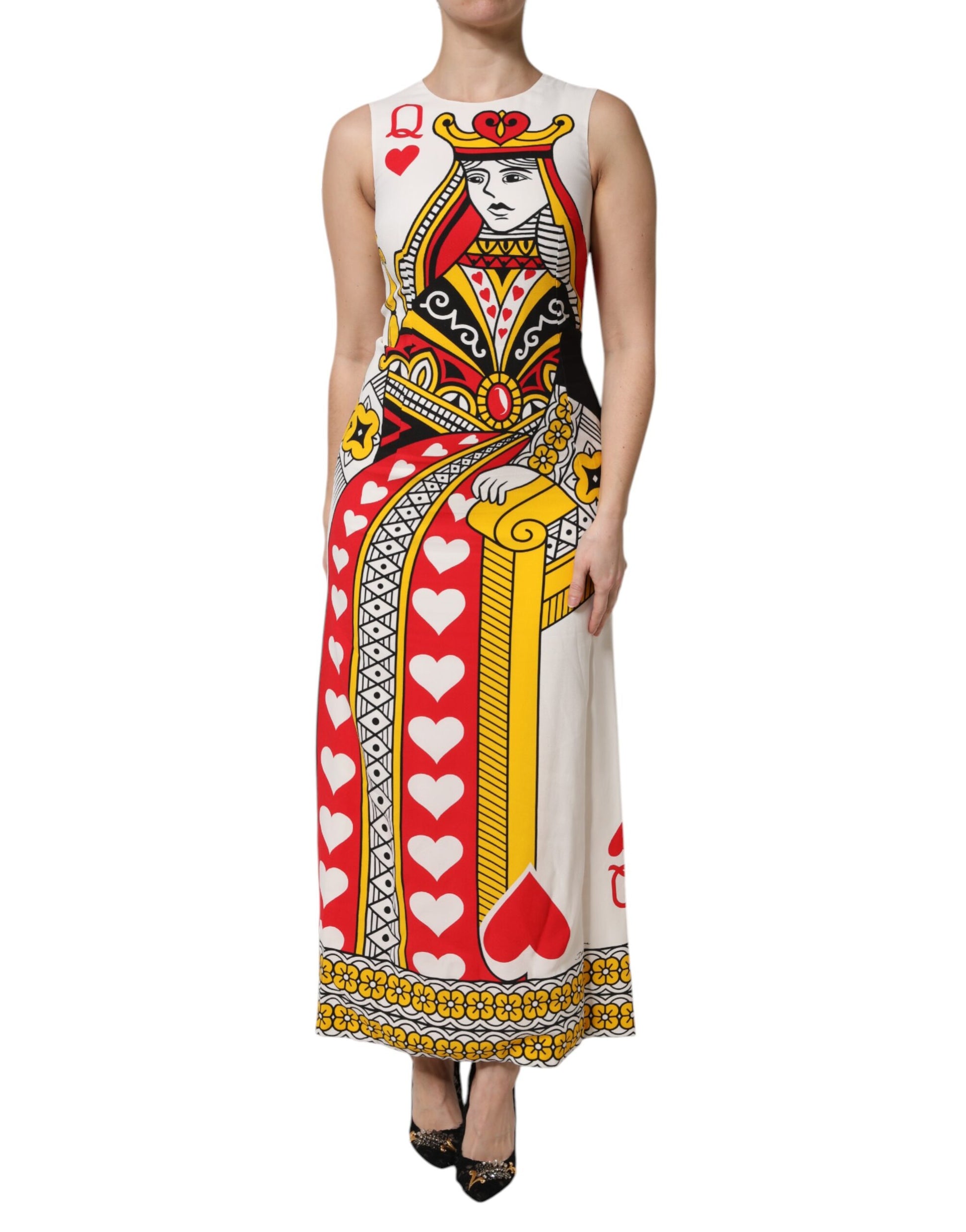 Robe longue blanche sans manches Dolce & Gabbana Reine de cœur