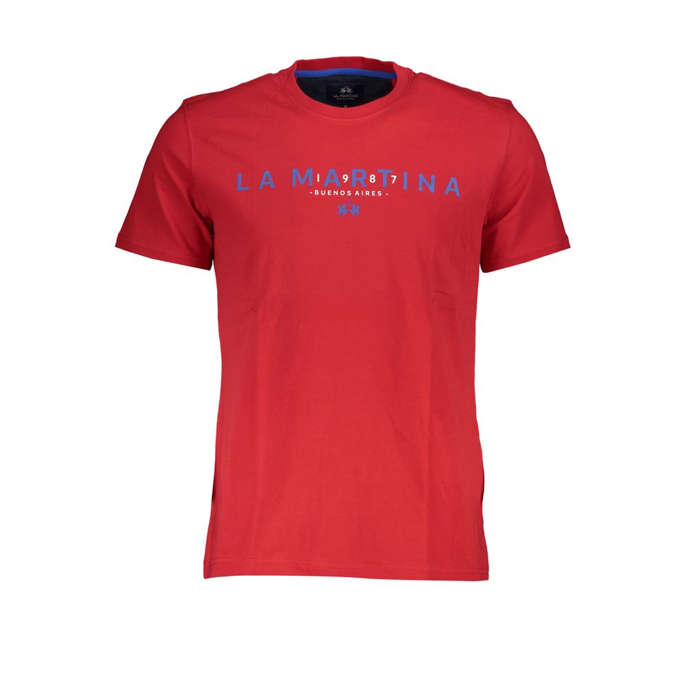 T-shirt élégant en coton rose à col rond La Martina