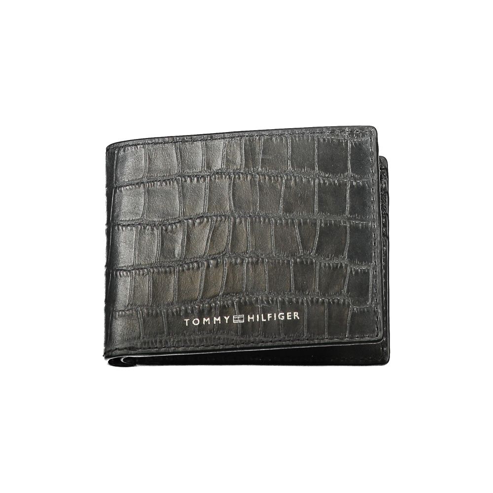 Portefeuille en cuir noir Tommy Hilfiger
