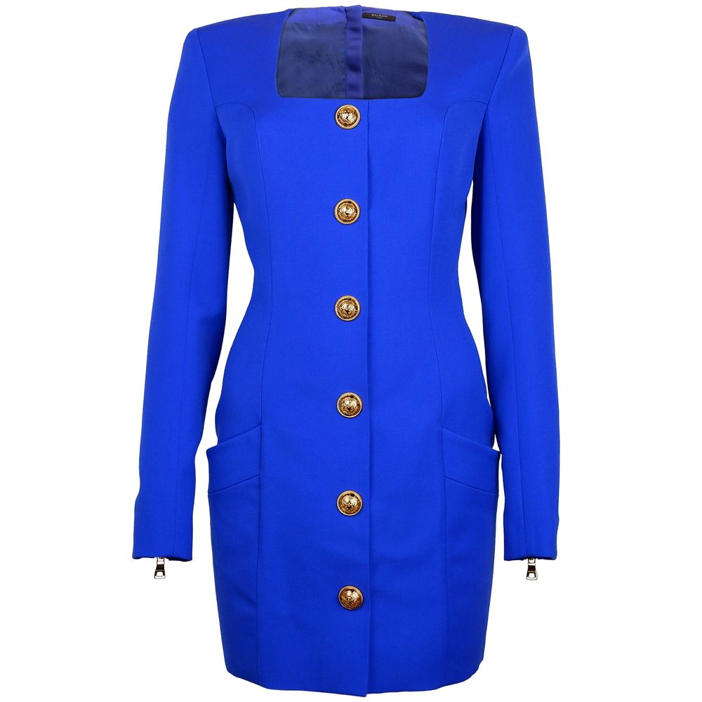 Robe en laine bleue Balmain