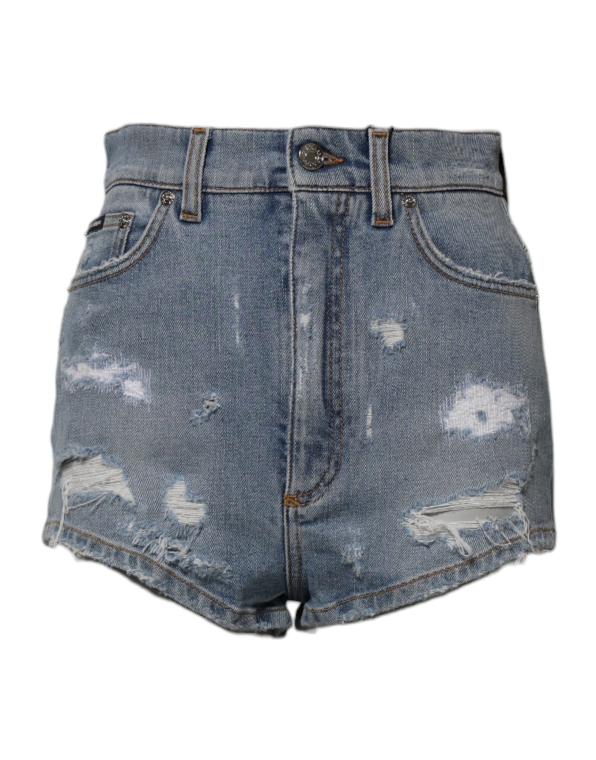 Short en denim bleu déchiré Dolce & Gabbana en coton