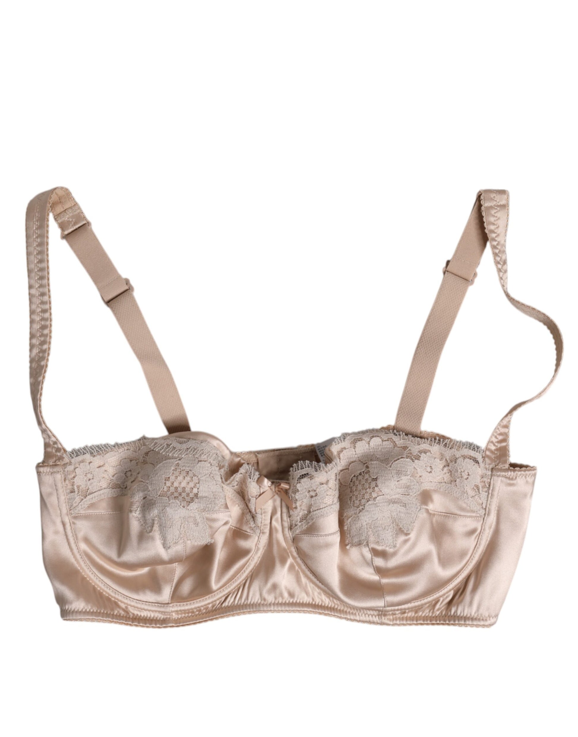 Soutien-gorge balconnet à armatures en soie beige Dolce & Gabbana