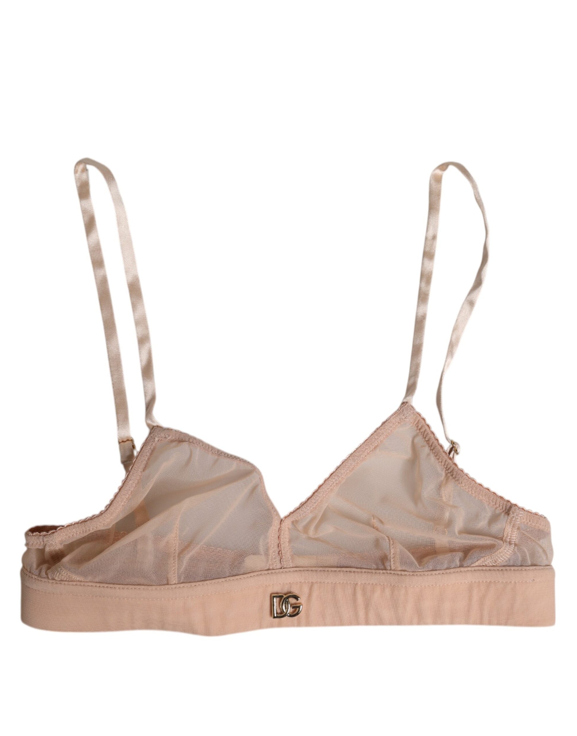 Soutien-gorge sans armatures Dolce & Gabbana en nylon rose poudré avec logo DG