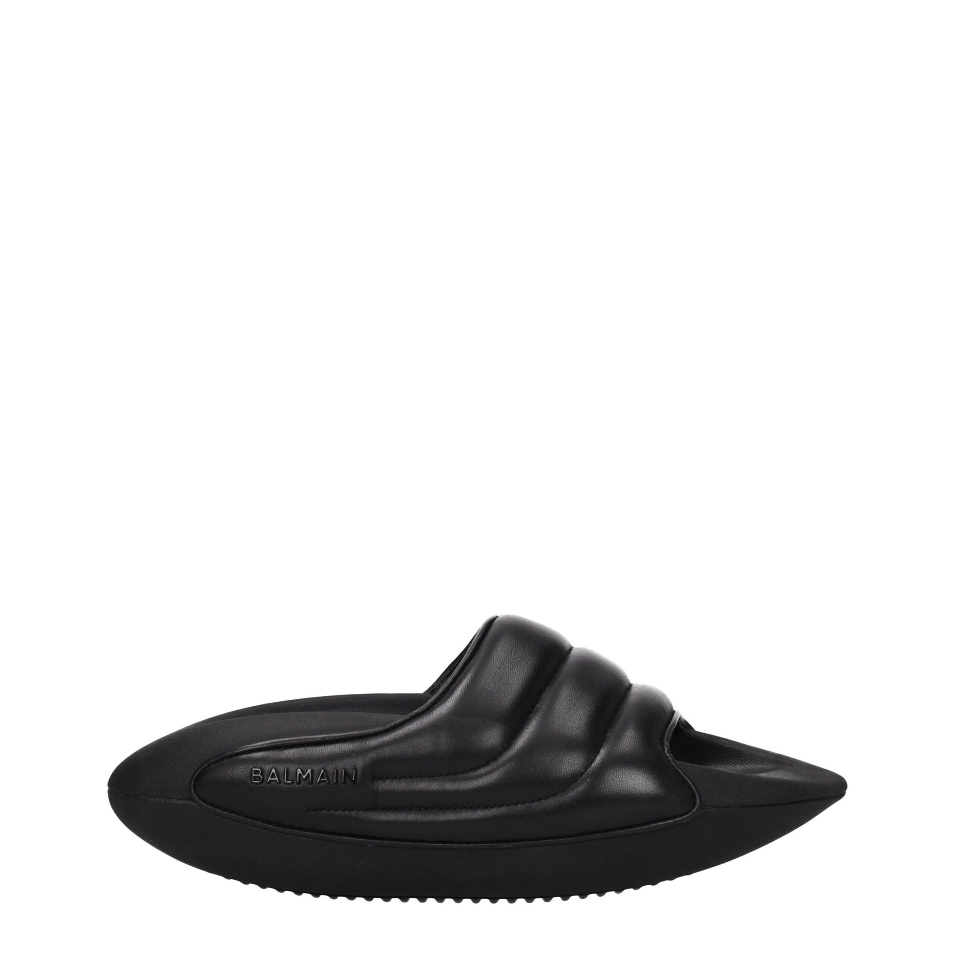 Sandales chaussons en cuir noir Balmain