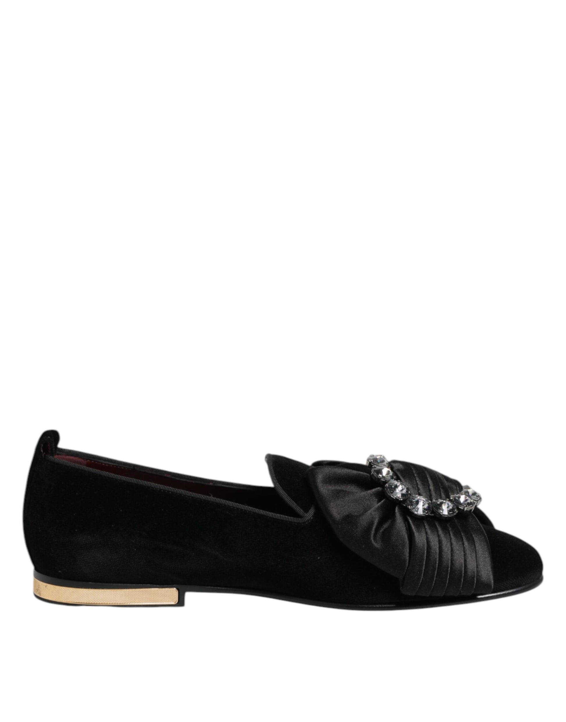 Chaussures à enfiler Dolce & Gabbana noires à ruban de cristaux VATICANO