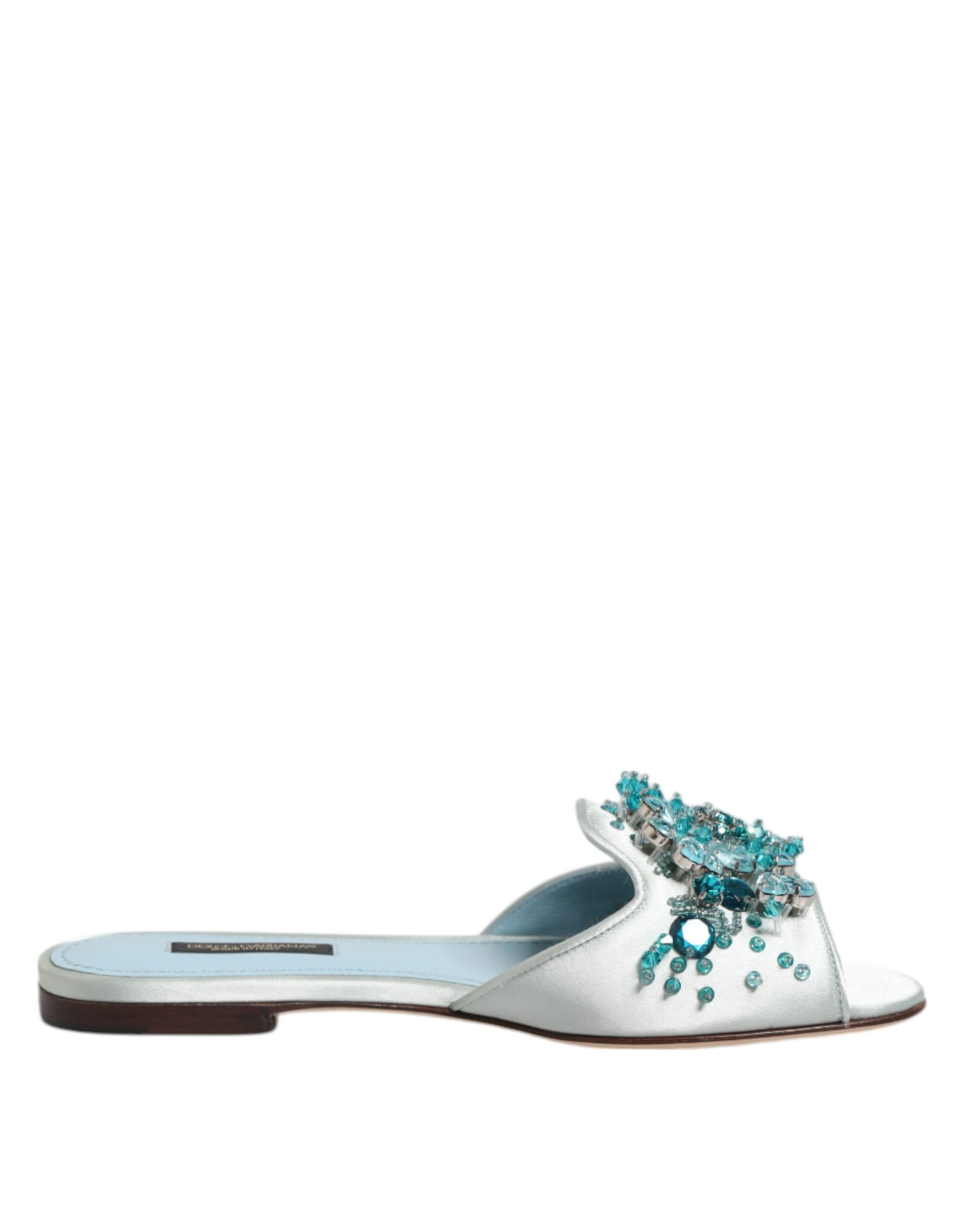 Chaussures à enfiler Dolce & Gabbana en cuir bleu argenté ornées de perles