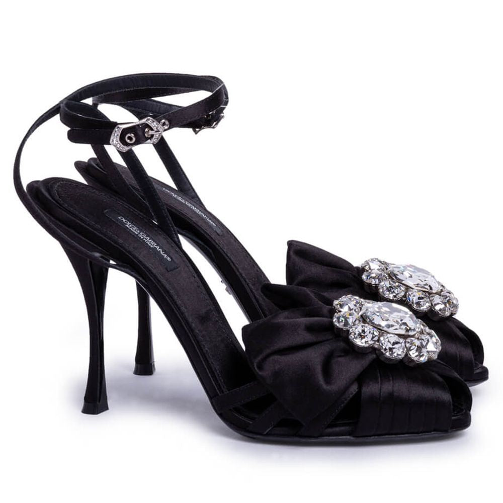 Sandale en cuir de chèvre noir Dolce & Gabbana