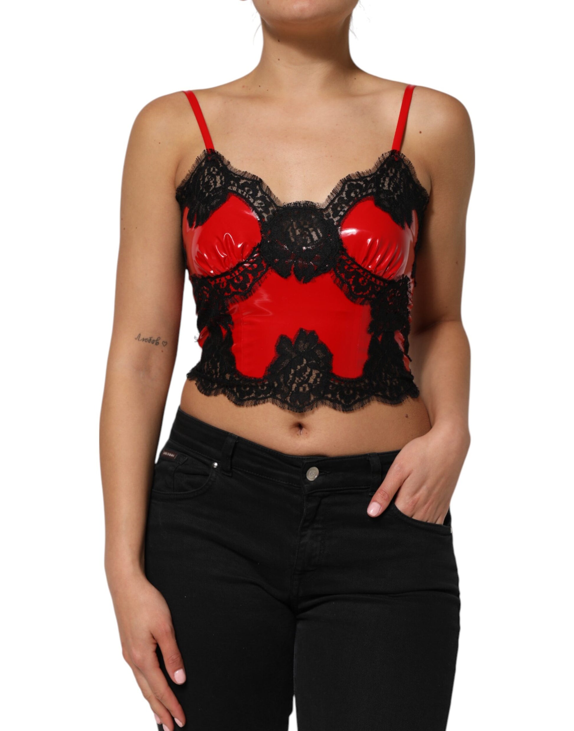 Débardeur sans manches en polyester rouge et noir Dolce & Gabbana