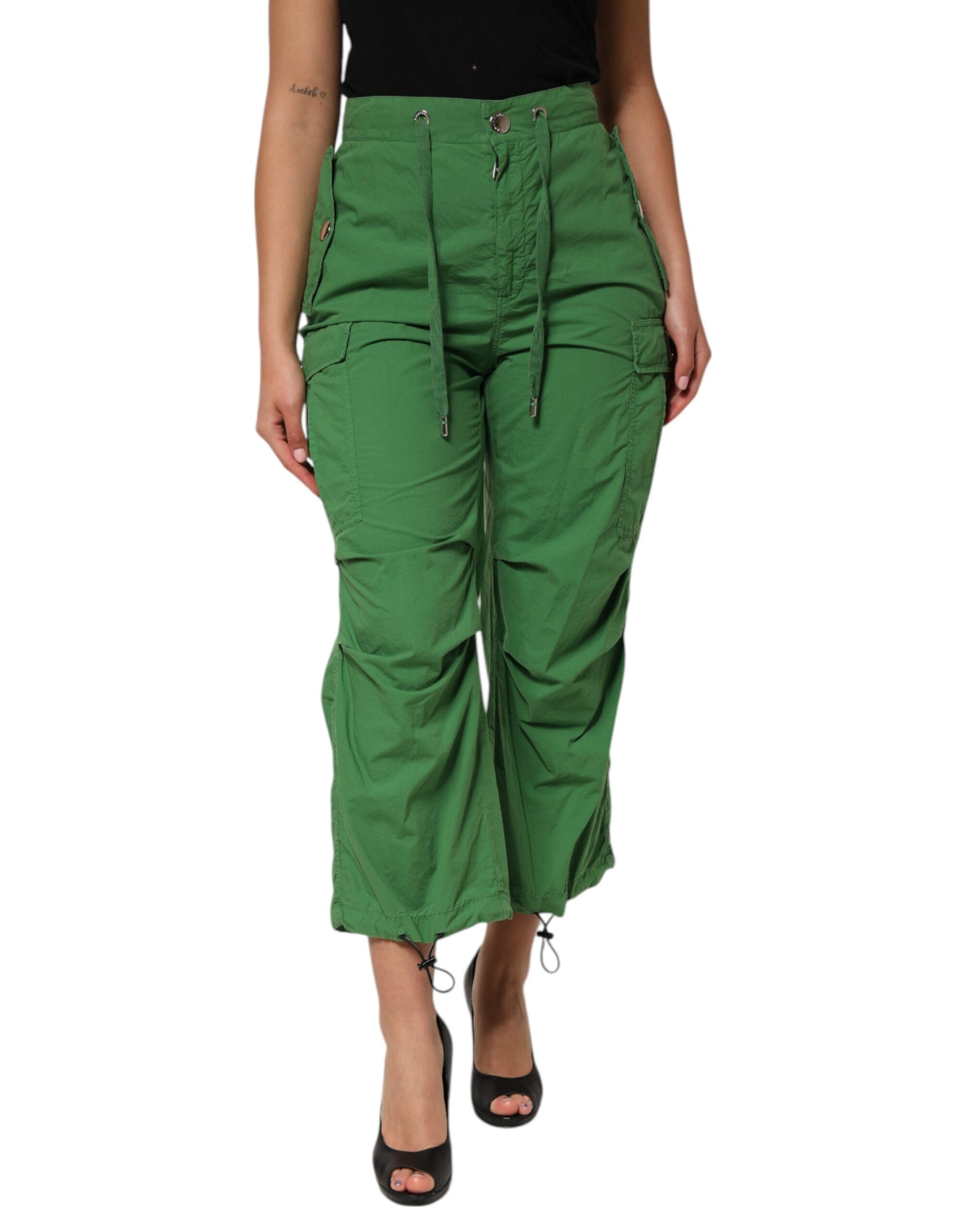 Pantalon cargo taille haute en coton vert Dolce & Gabbana