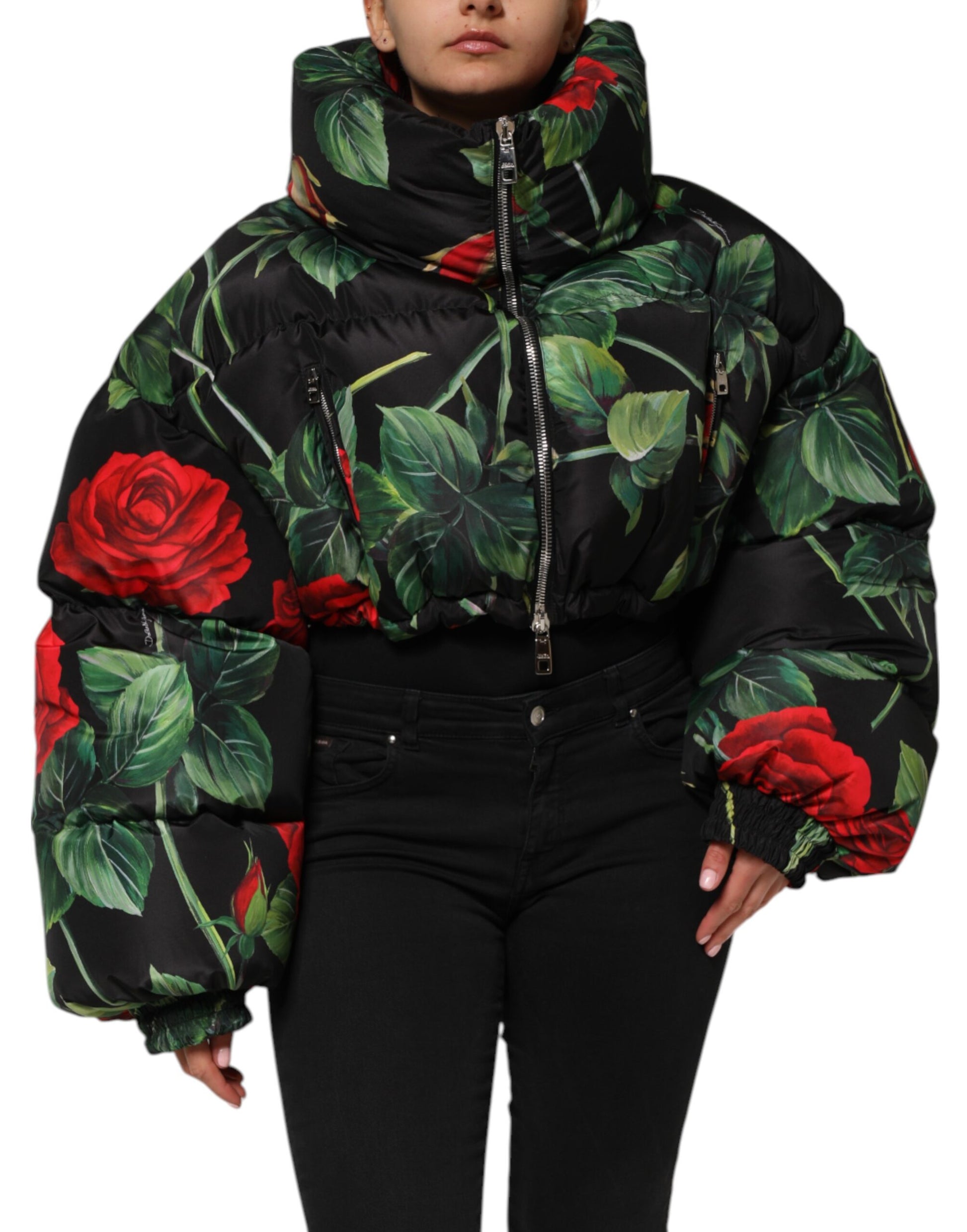 Dolce & Gabbana Doudoune fleurie multicolore Veste zippée intégrale