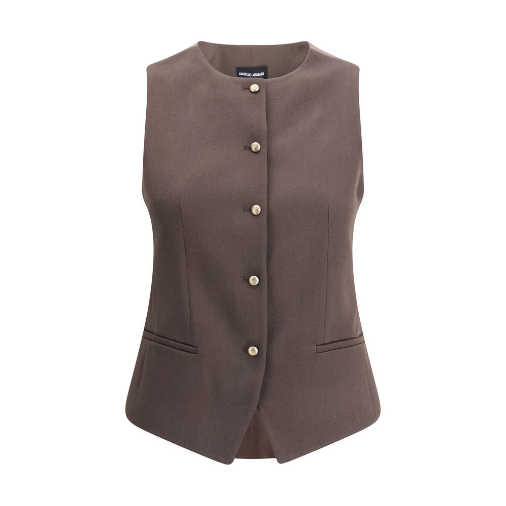 Gilet simple boutonnage en chanvre et viscose Giorgio Armani