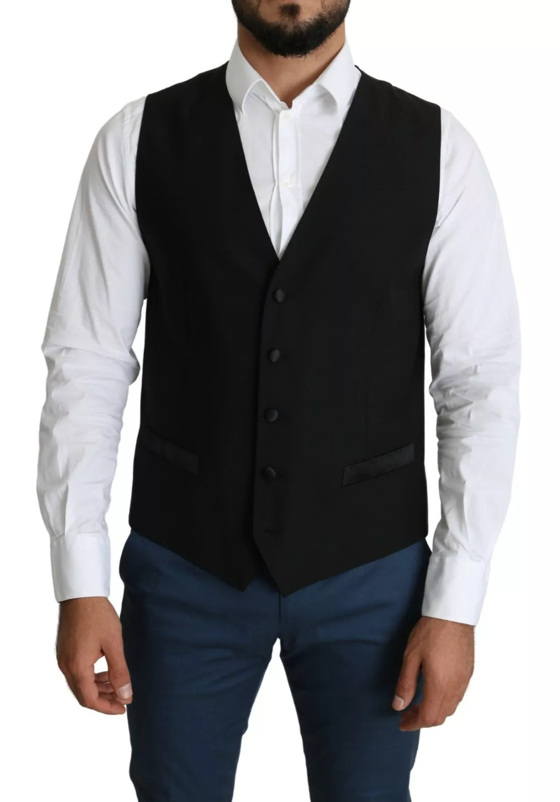Gilet habillé en laine noire Dolce & Gabbana pour homme