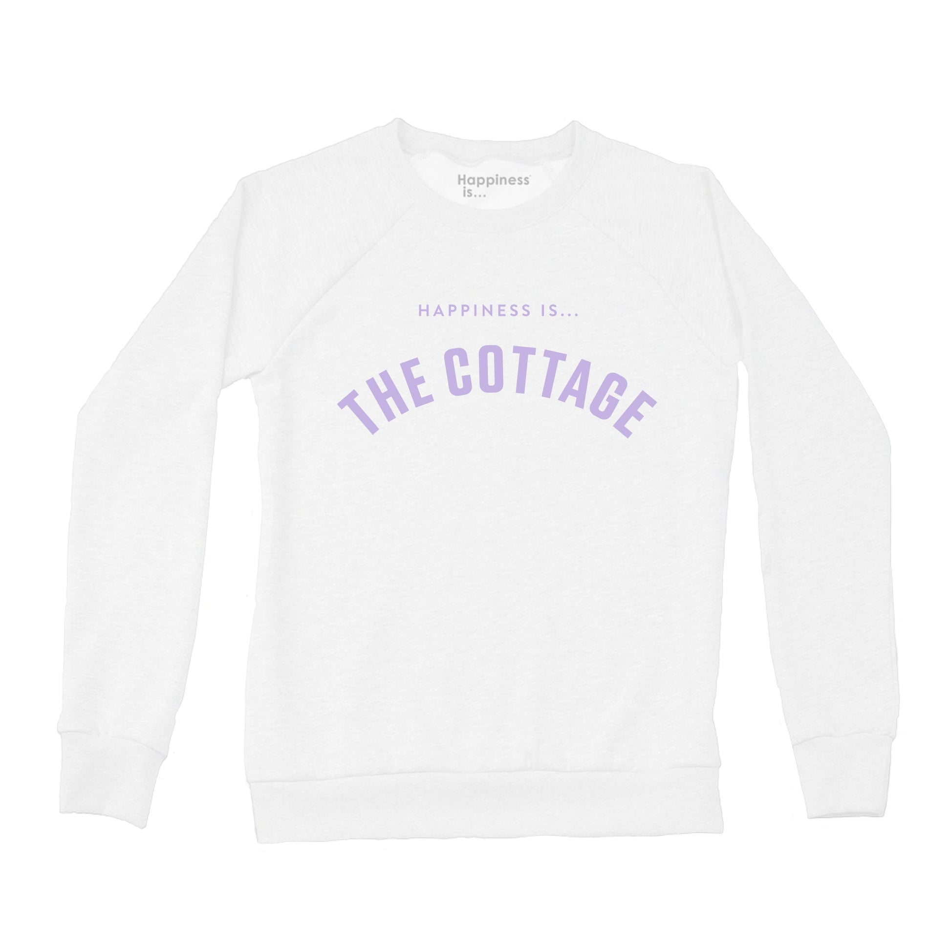 Women's Cottage Collegiate Crew Sweatshirt, White with Lilac-0
