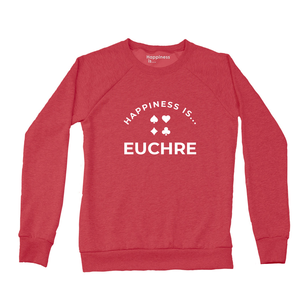 Women's Euchre Crew Sweatshirt, Chili-0