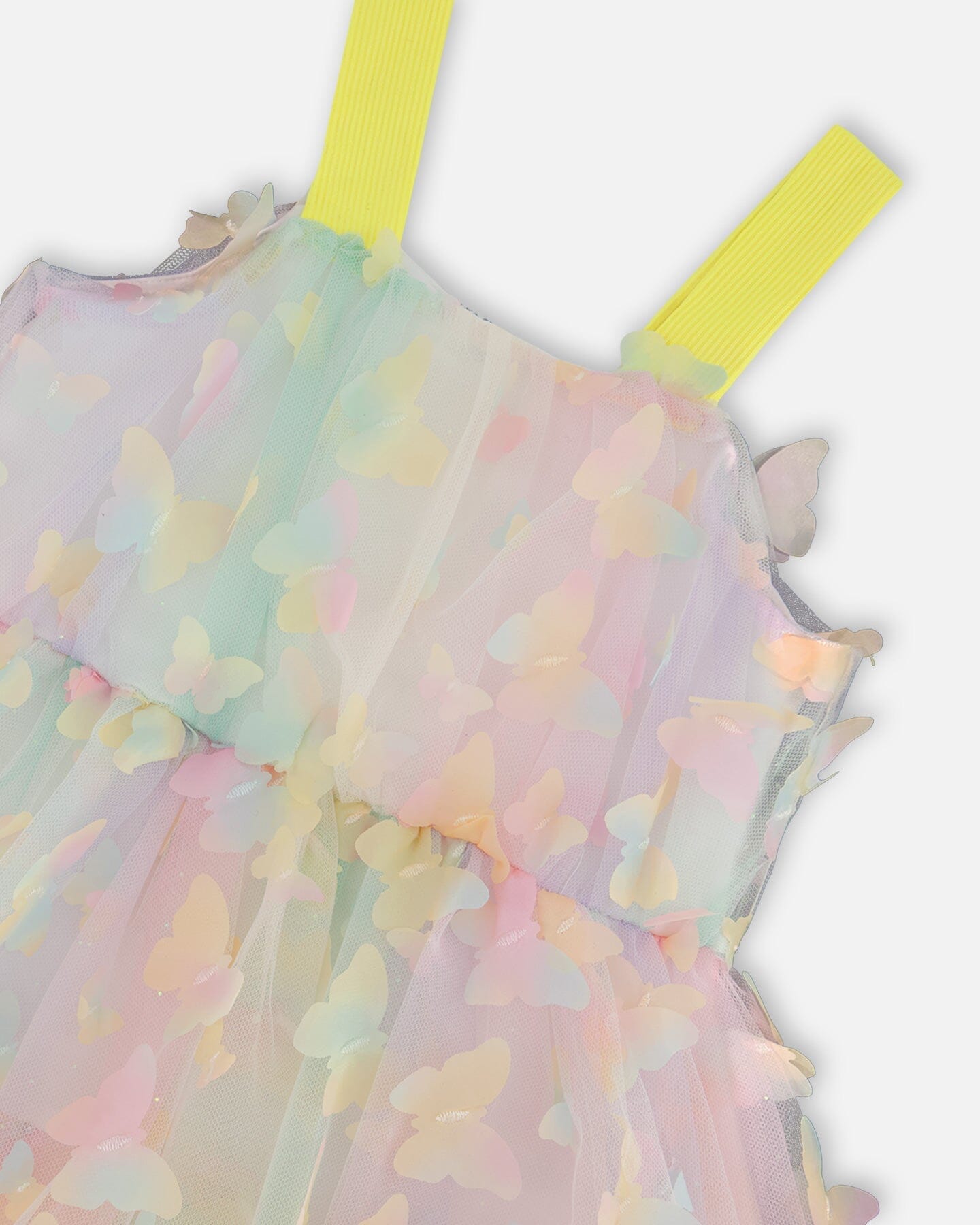 Tiered Printed Mesh Dress Multicolored With Butterflies-4